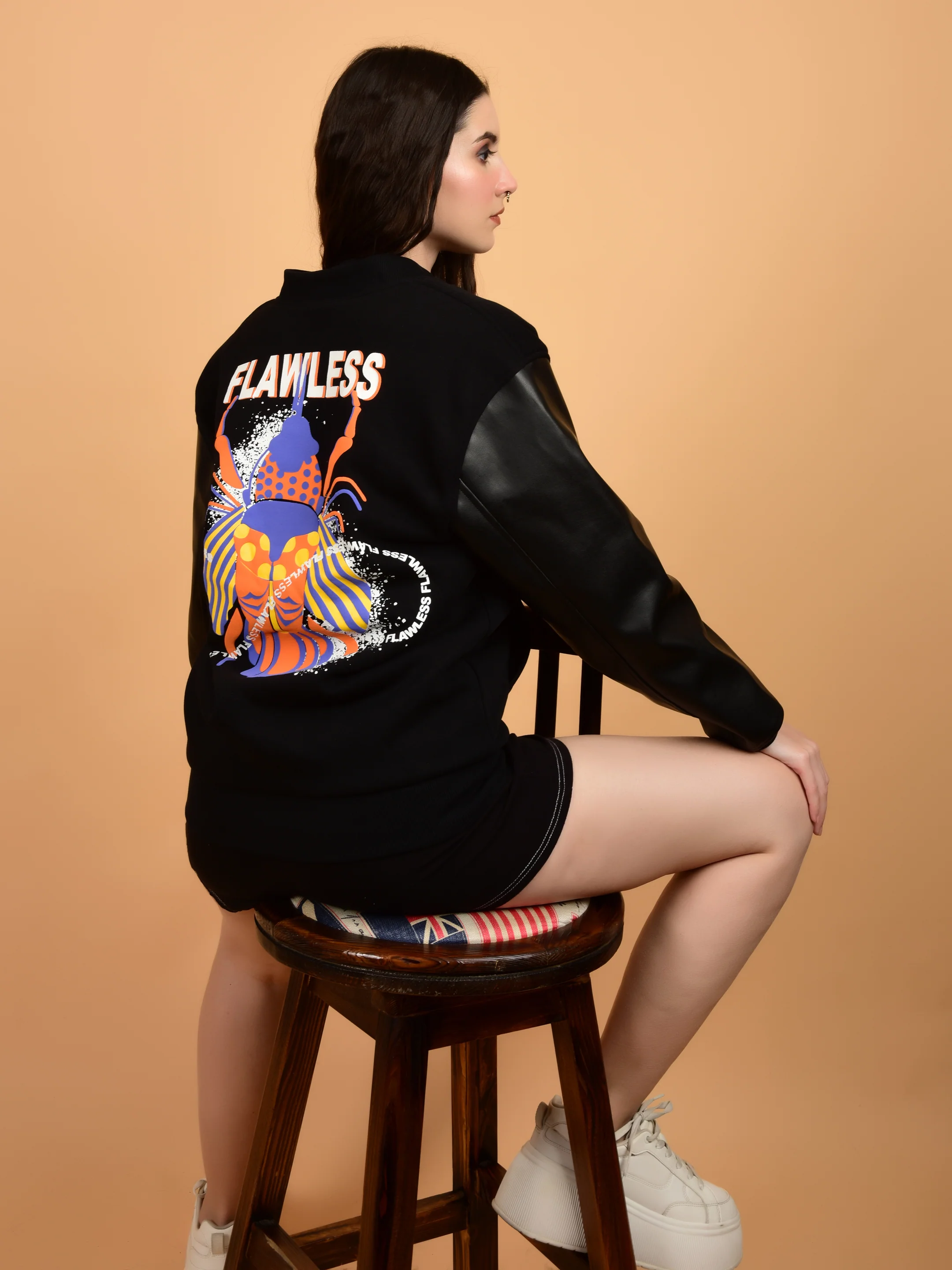Flawless Women Black Printed Bomber Jacket - Image 7