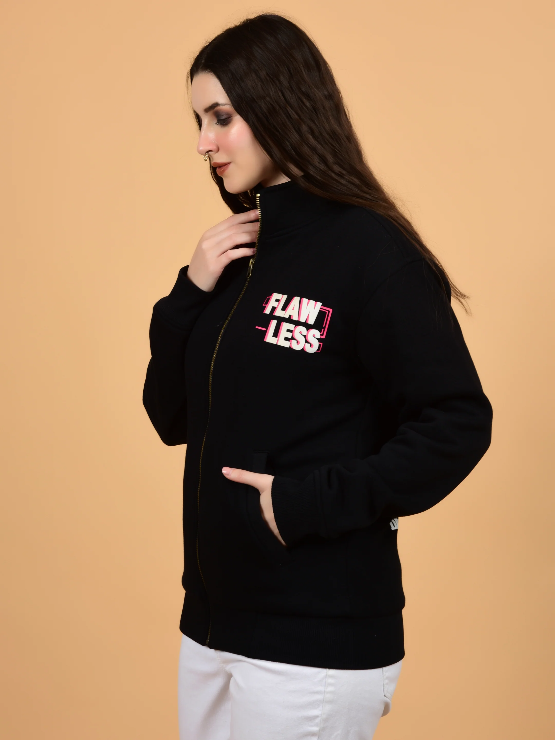 Flawless Women Black Printed Bomber Jacket - Image 3