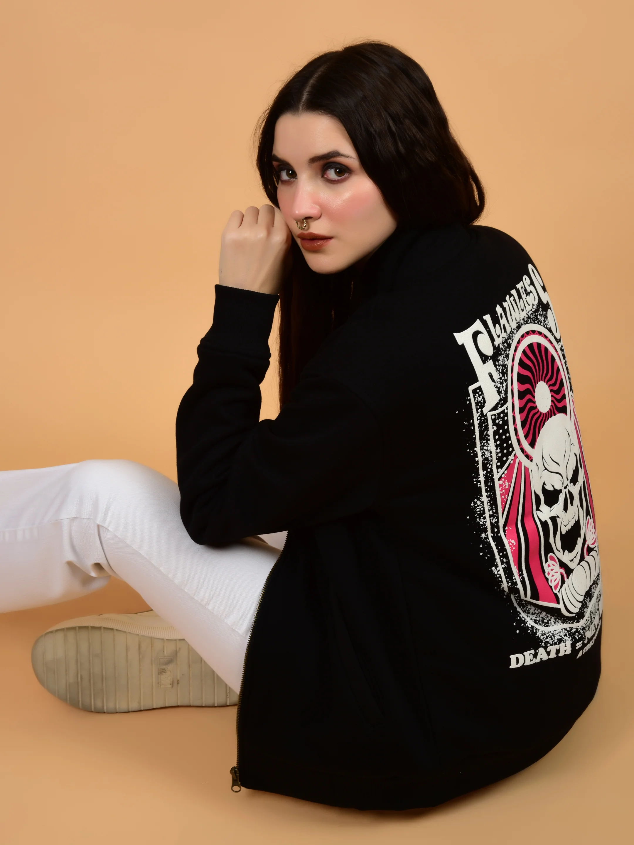 Flawless Women Black Printed Bomber Jacket - Image 8
