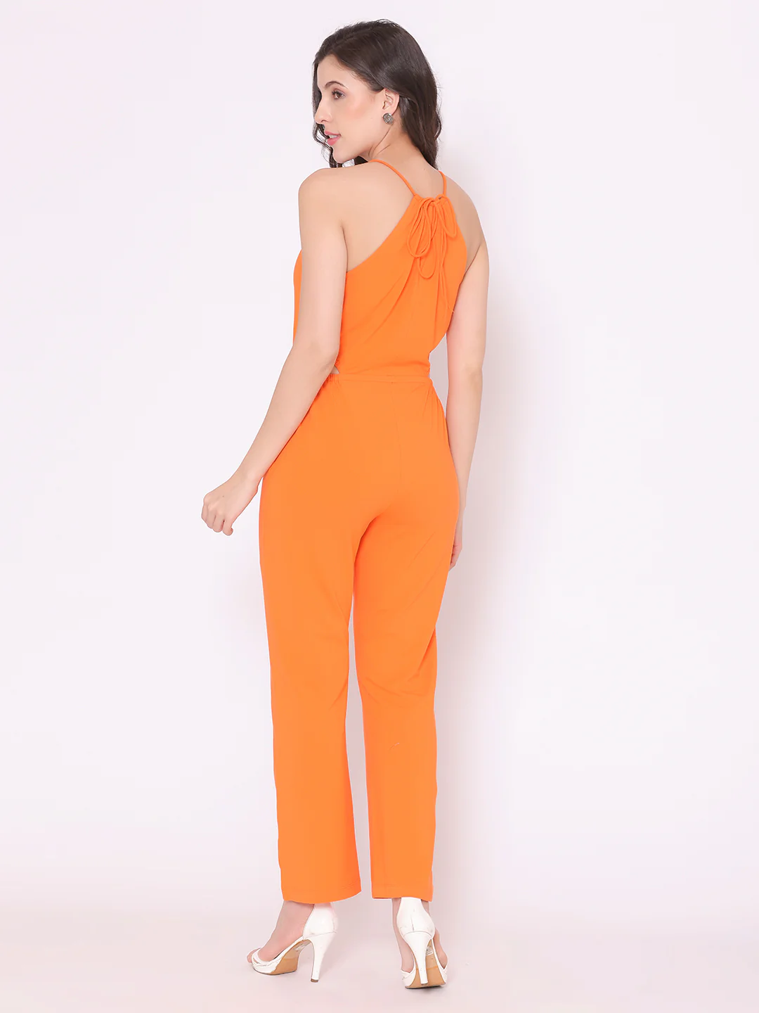 Flawless Women Orange Sleeveless Jumpsuit | CANDY - Image 4