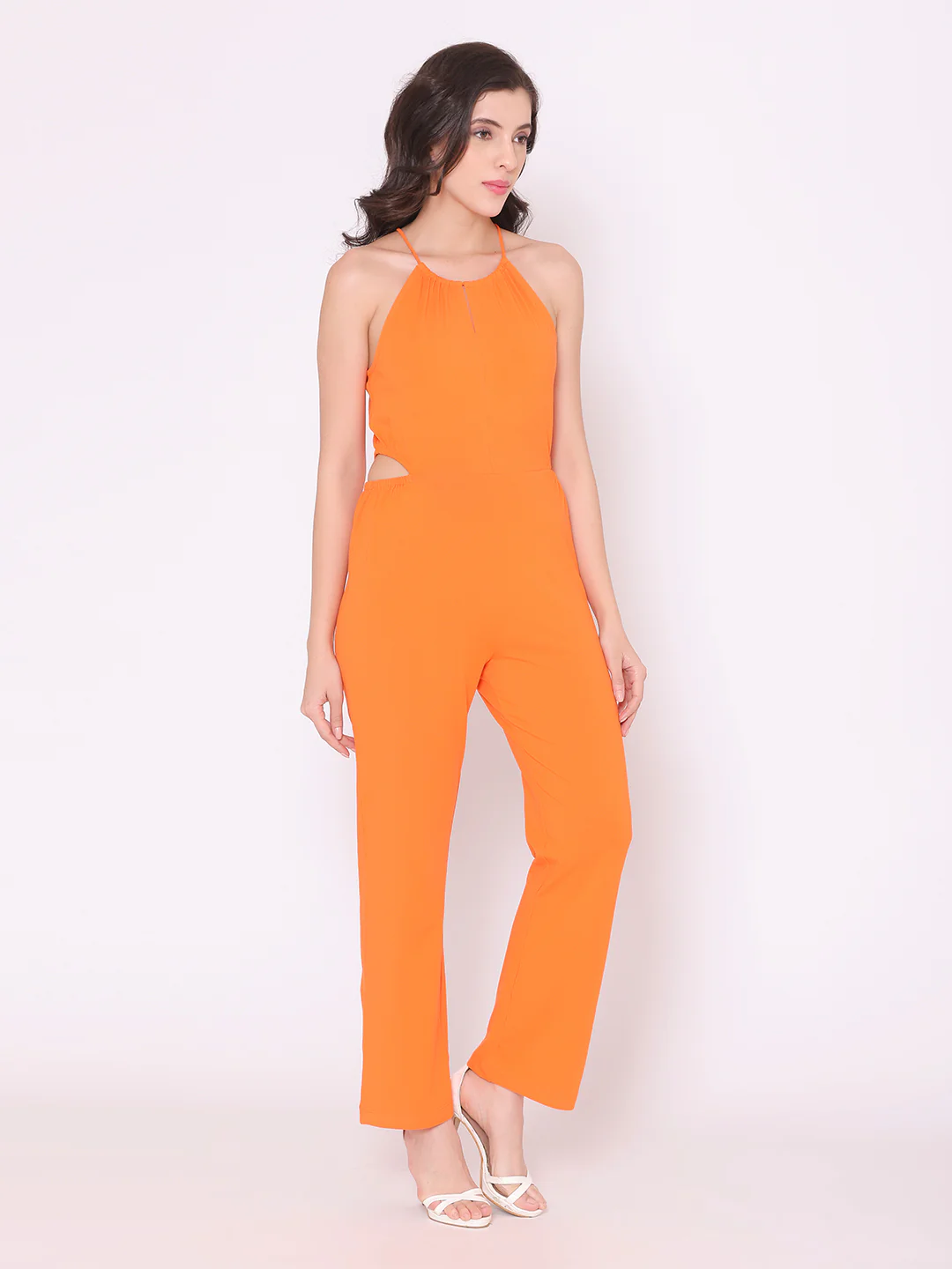 Flawless Women Orange Sleeveless Jumpsuit | CANDY - Image 6