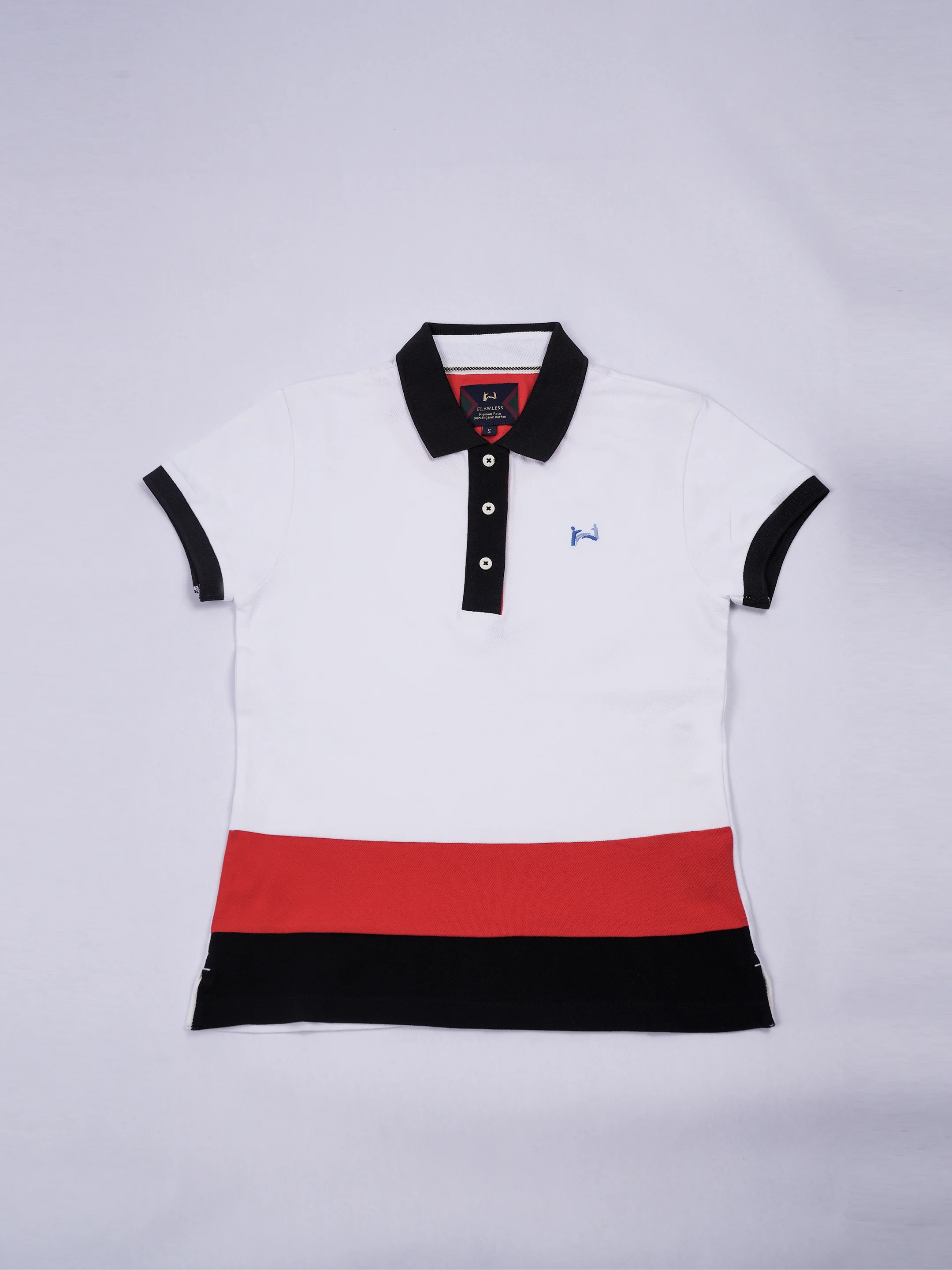Flawless Women Organic White Trio Polo T-Shirt - Image 2