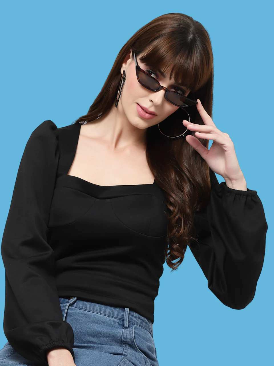 Flawless Letest Women Party Wear Black Crop Top | MOON - Image 4