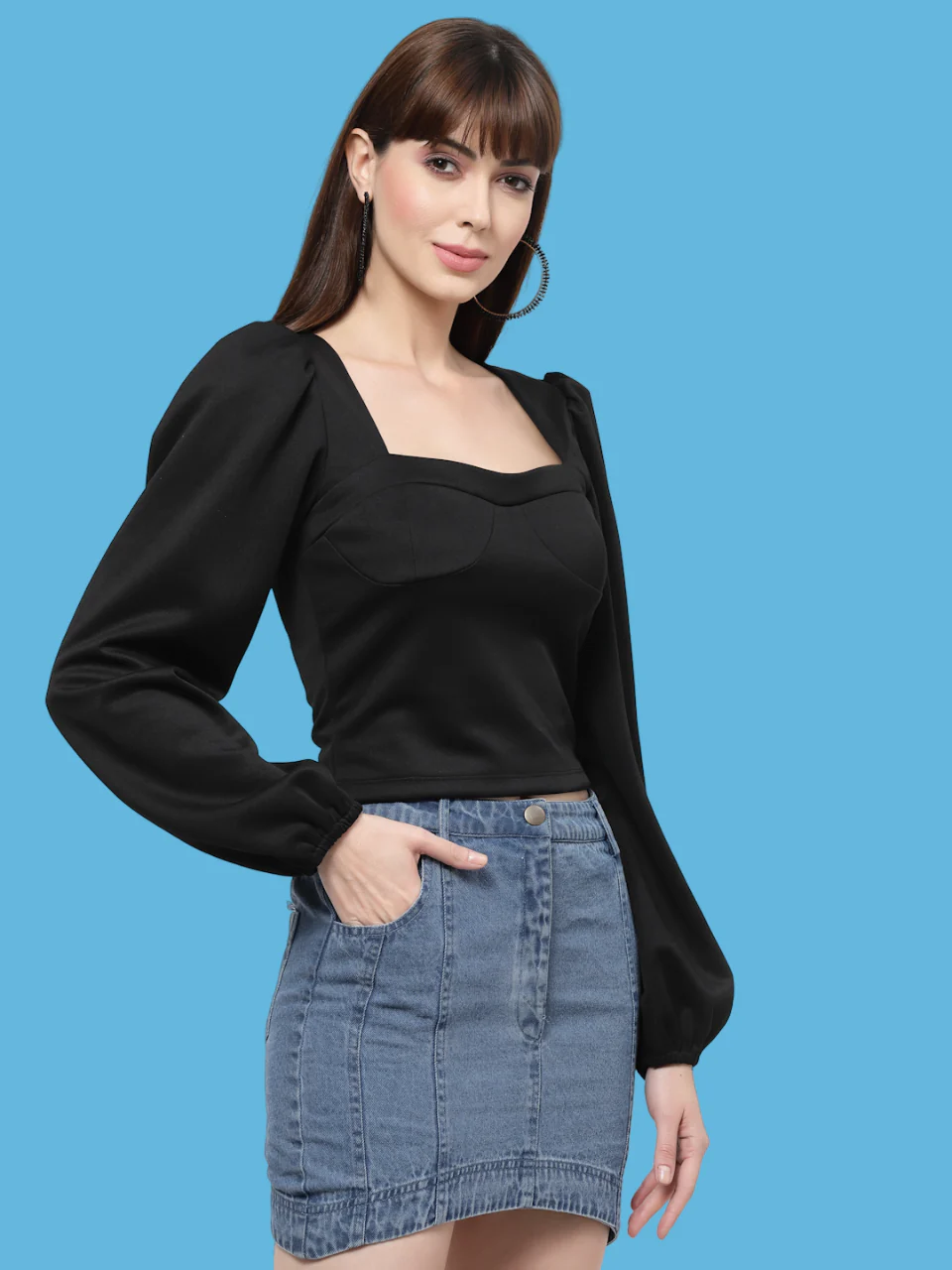 Flawless Letest Women Party Wear Black Crop Top | MOON - Image 6