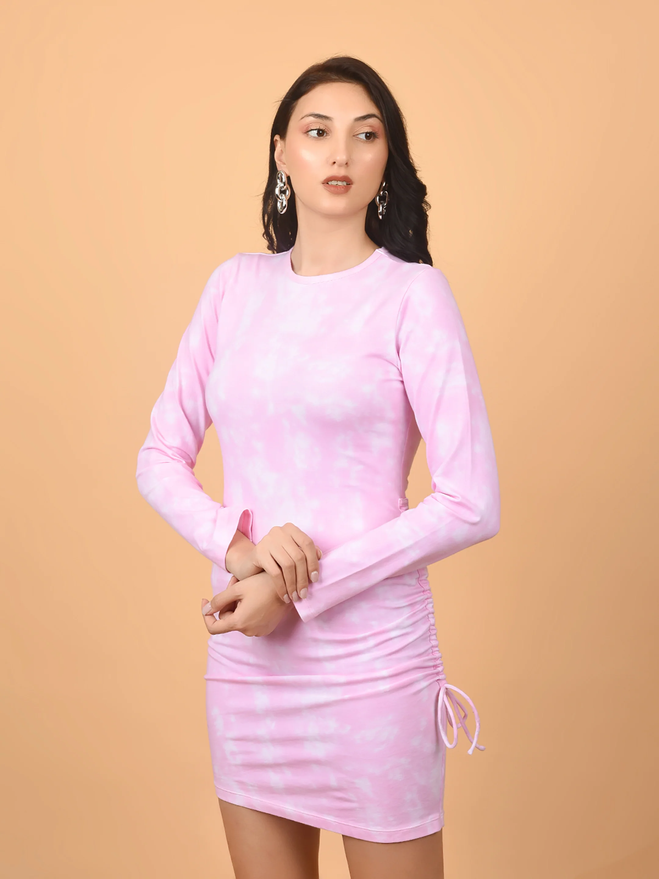 Flawless Letest Women Pink Bodycon Mini Dress | PINK-AUTUMN - Image 4