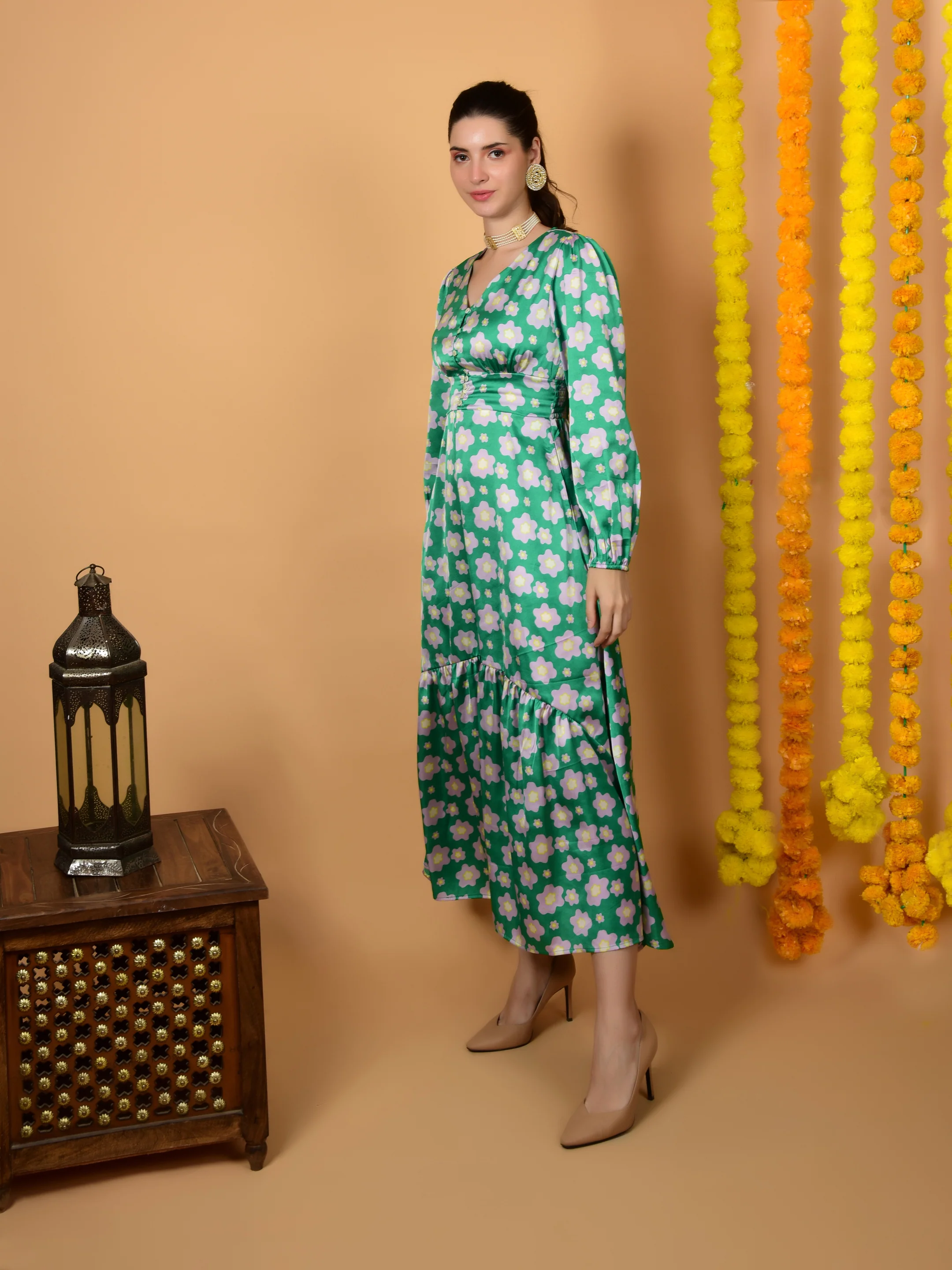 Flawless Women Fit and Flare Satin Printed Dress | MEDOW - Image 2