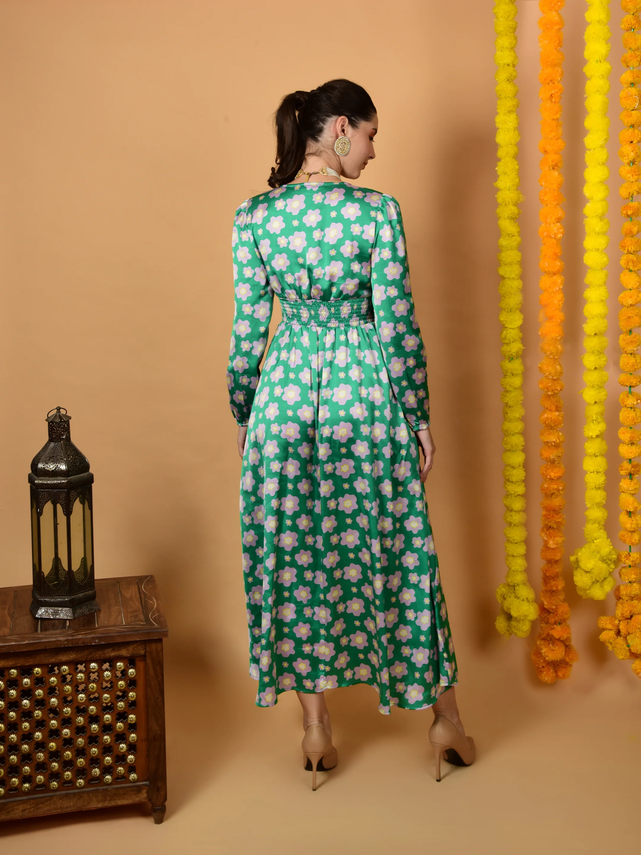 Flawless Women Fit and Flare Satin Printed Dress | MEDOW - Image 5