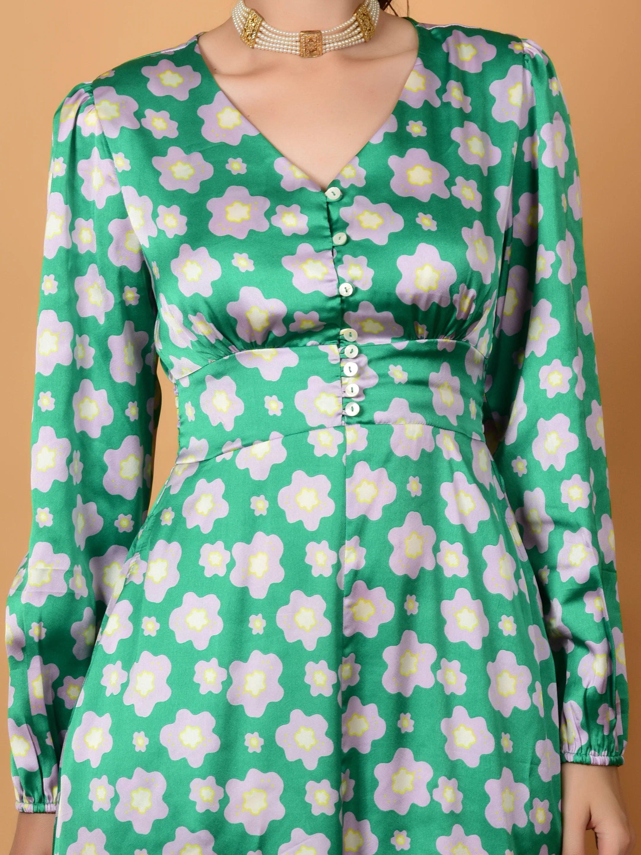 Flawless Women Fit and Flare Satin Printed Dress | MEDOW - Image 6