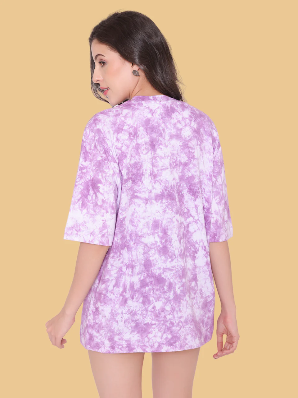 Flawless Women's Purple Oversized Cotton T-Shirt | ORCHID - Image 3