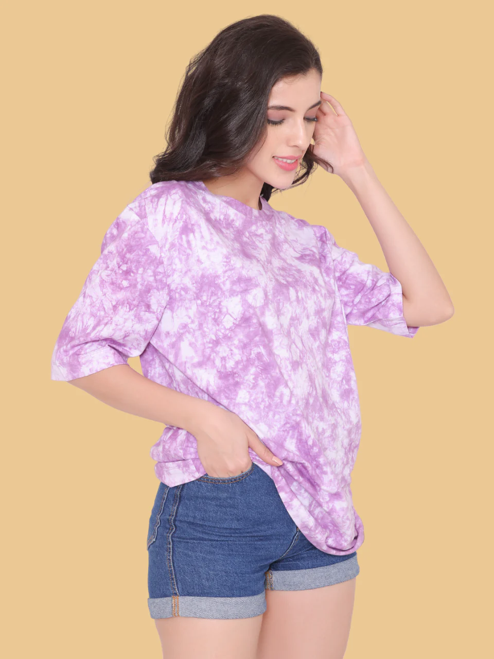 Flawless Women's Purple Oversized Cotton T-Shirt | ORCHID - Image 4