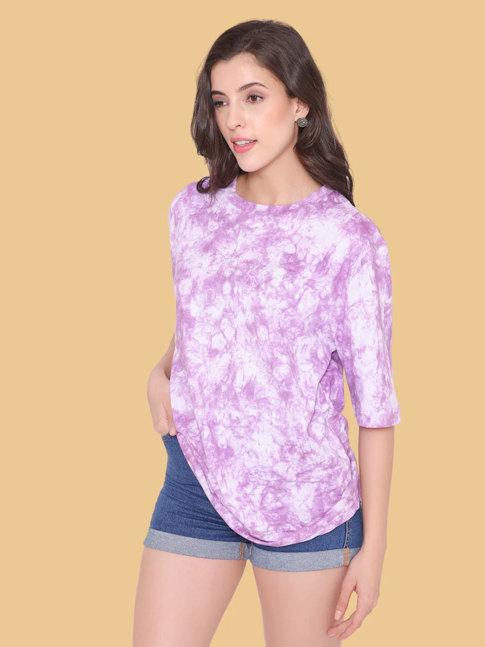 Flawless Women's Purple Oversized Cotton T-Shirt | ORCHID - Image 5