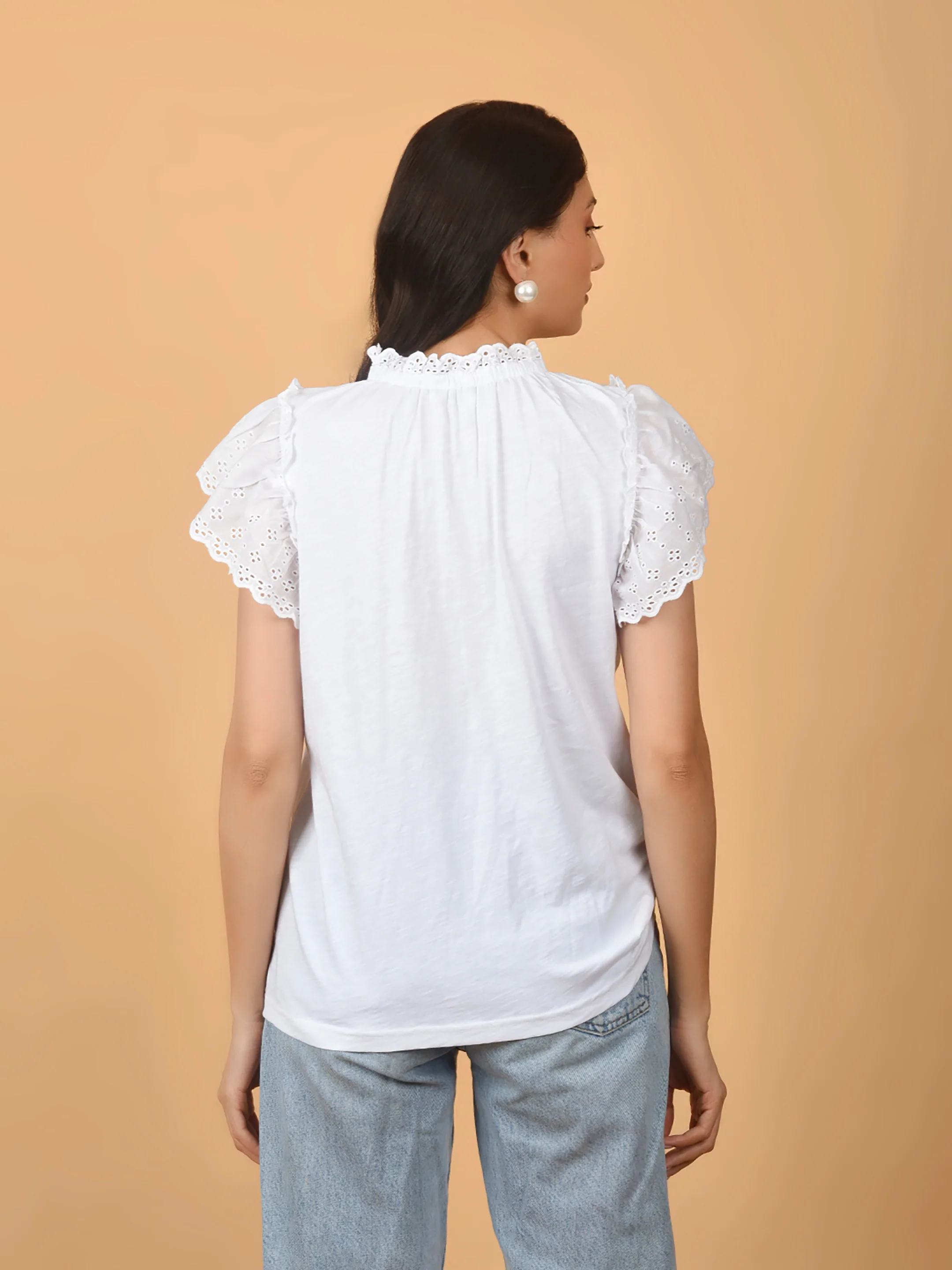 Flawless Women Shiffly Cotton White Top | LOTUS - Image 2