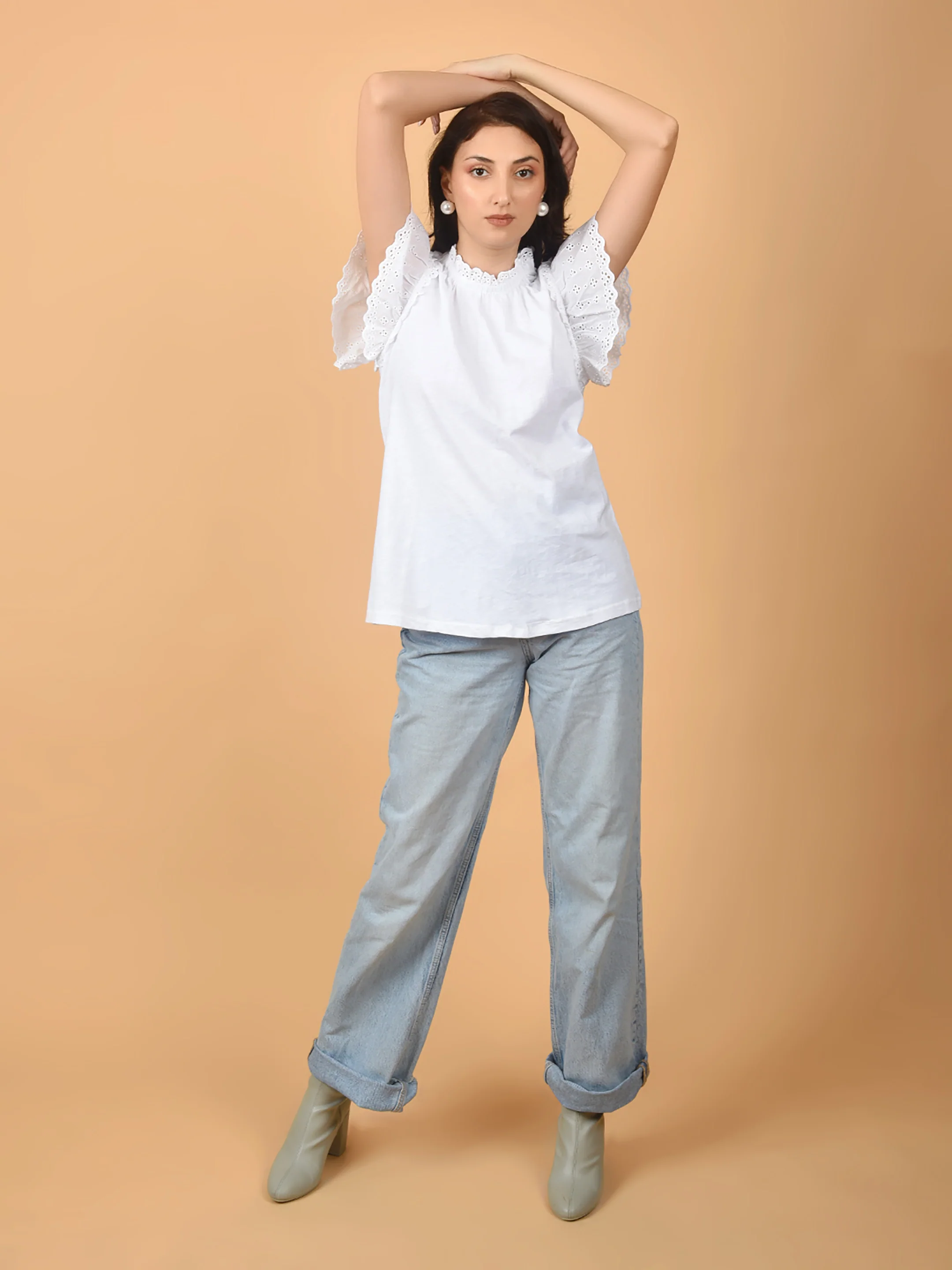 Flawless Women Shiffly Cotton White Top | LOTUS - Image 4