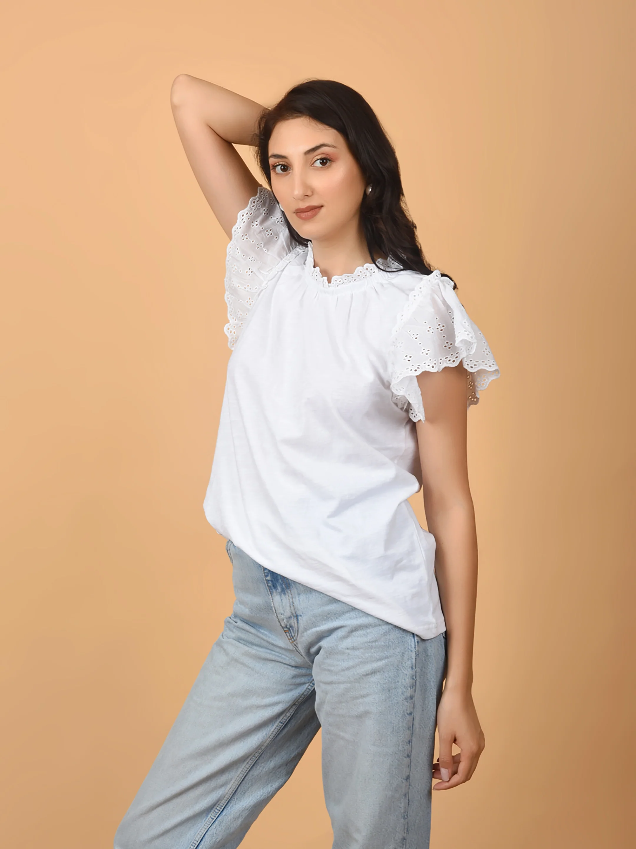 Flawless Women Shiffly Cotton White Top | LOTUS - Image 6