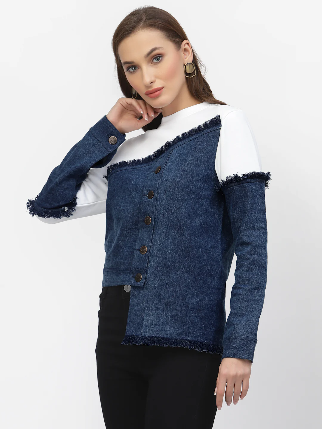 Flawless Women Stylish Blue And White Sweatshirt | MIXMATCH - Image 4