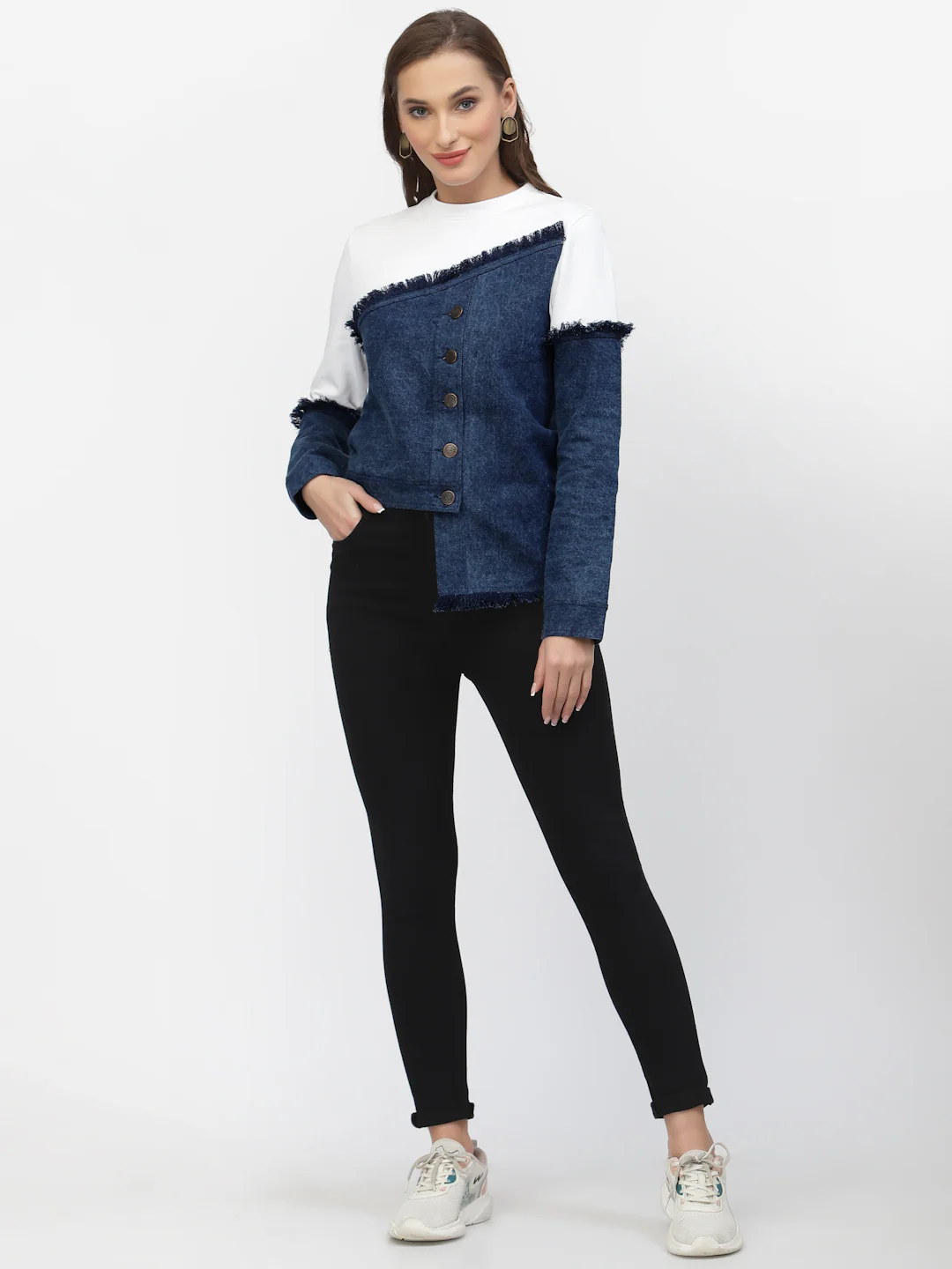 Flawless Women Stylish Blue And White Sweatshirt | MIXMATCH - Image 5