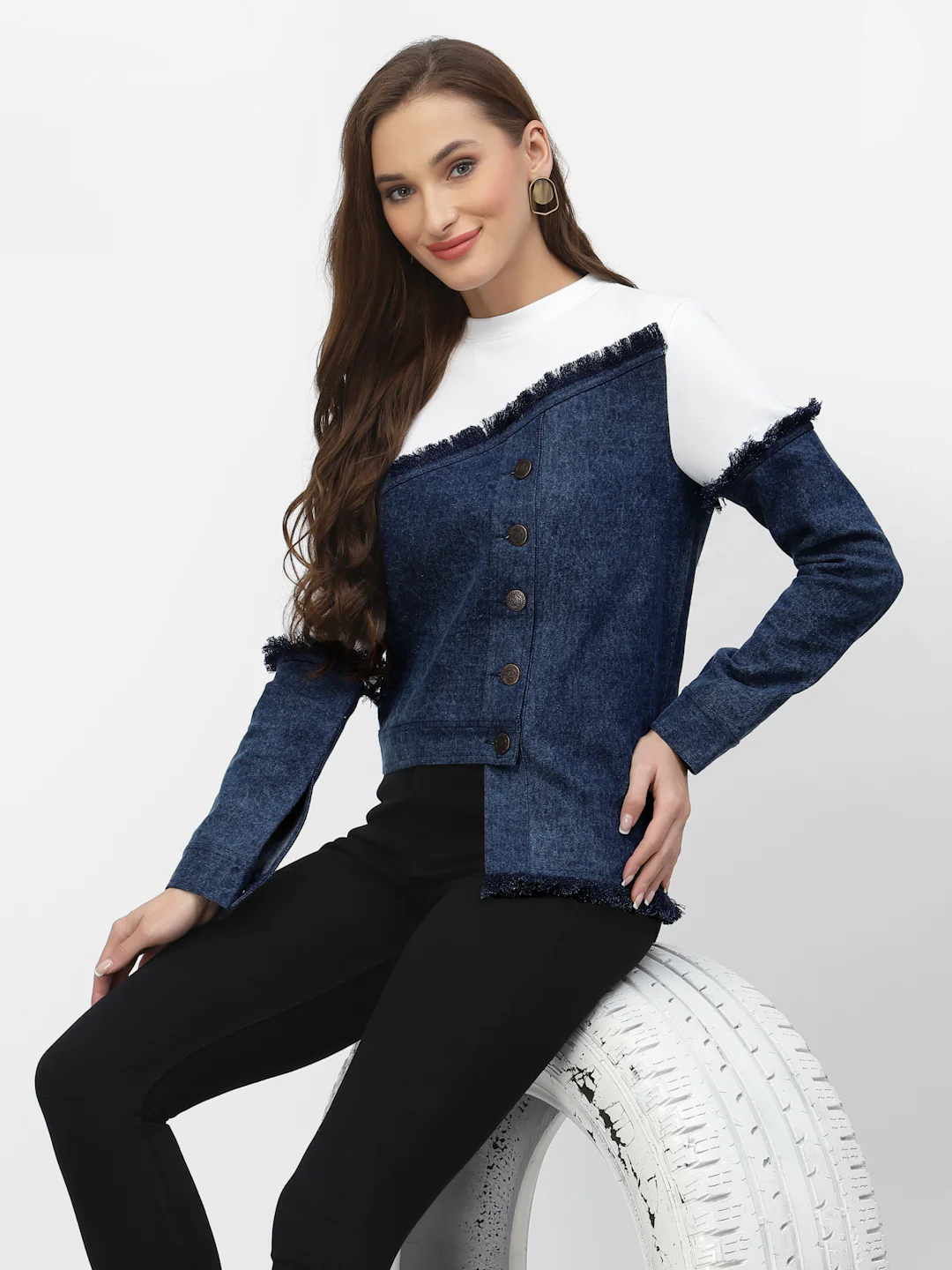 Flawless Women Stylish Blue And White Sweatshirt | MIXMATCH - Image 6