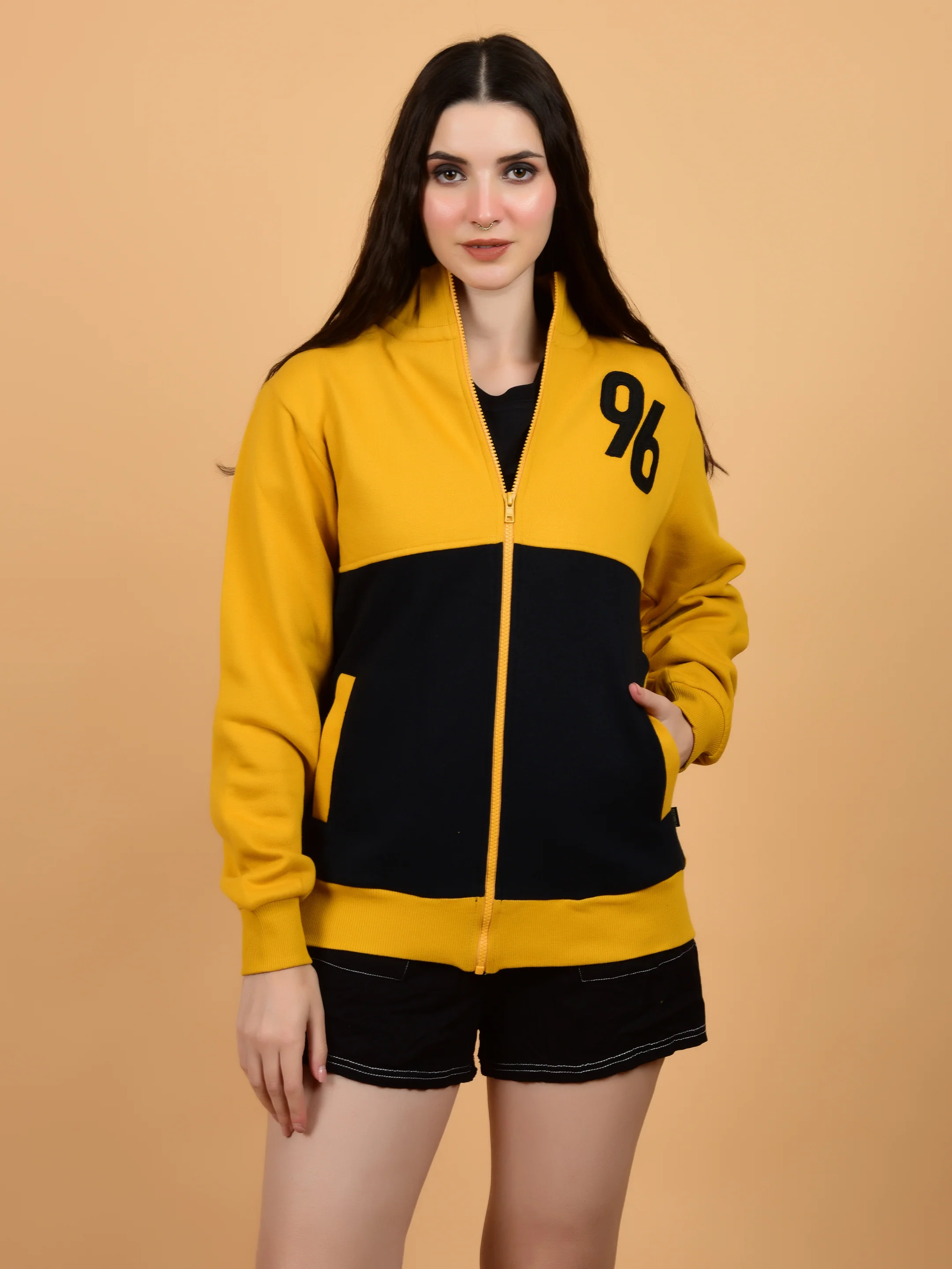 Flawless Women Mustard Zipper Sweatshirt - Image 3