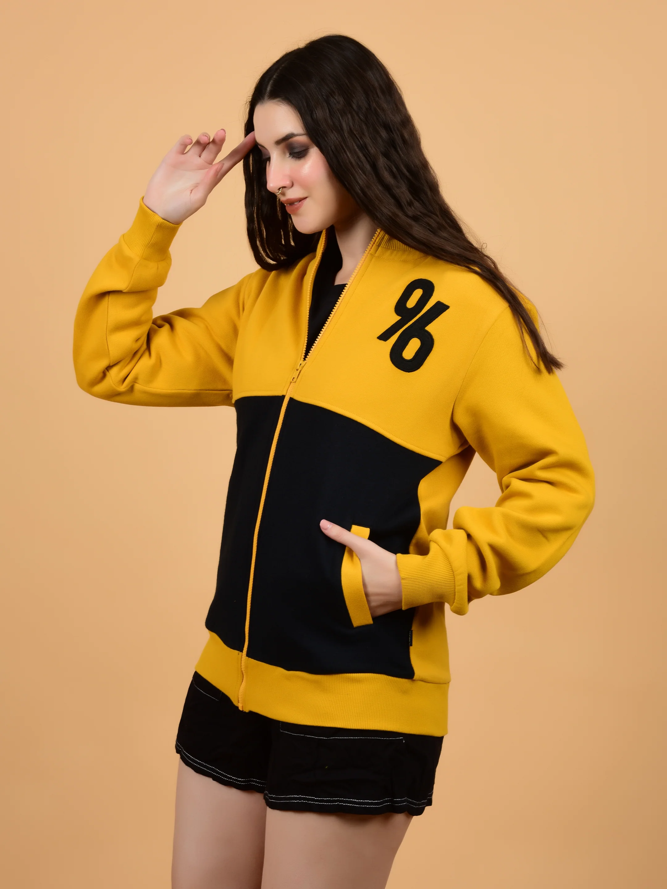 Flawless Women Mustard Zipper Sweatshirt - Image 4