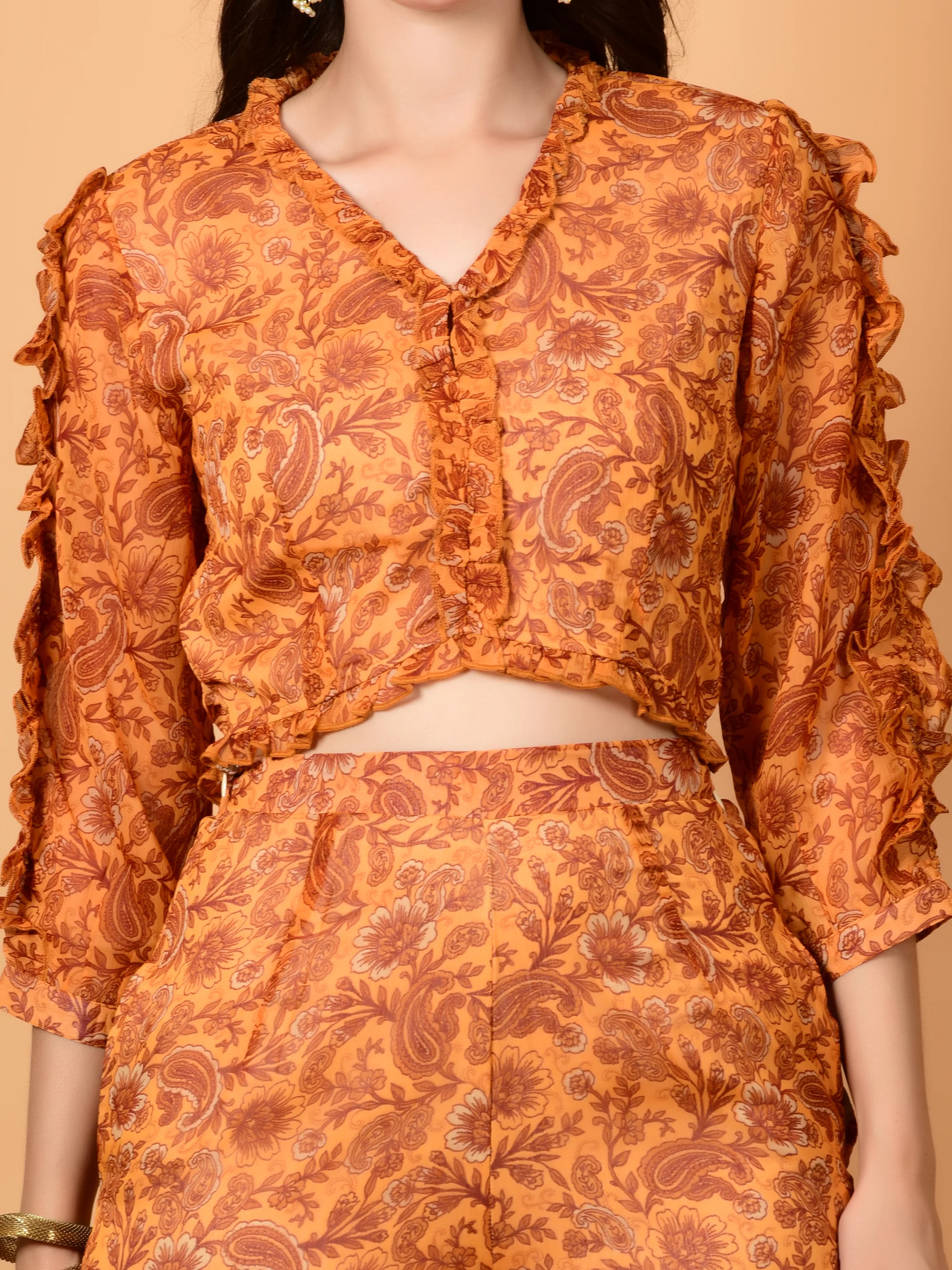 Flawless Women Party Yellow Print Co-ord Set | SELVA - Image 5