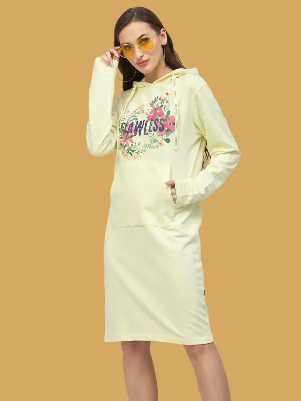 Flawless Women Yellow Winter Dress - Image 3