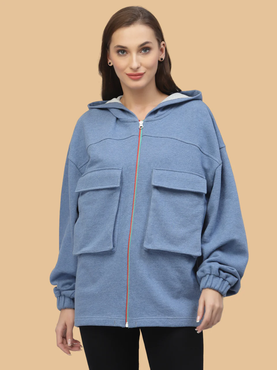 Flawless Women Zipped Blue Sweatshirt | IRISH
