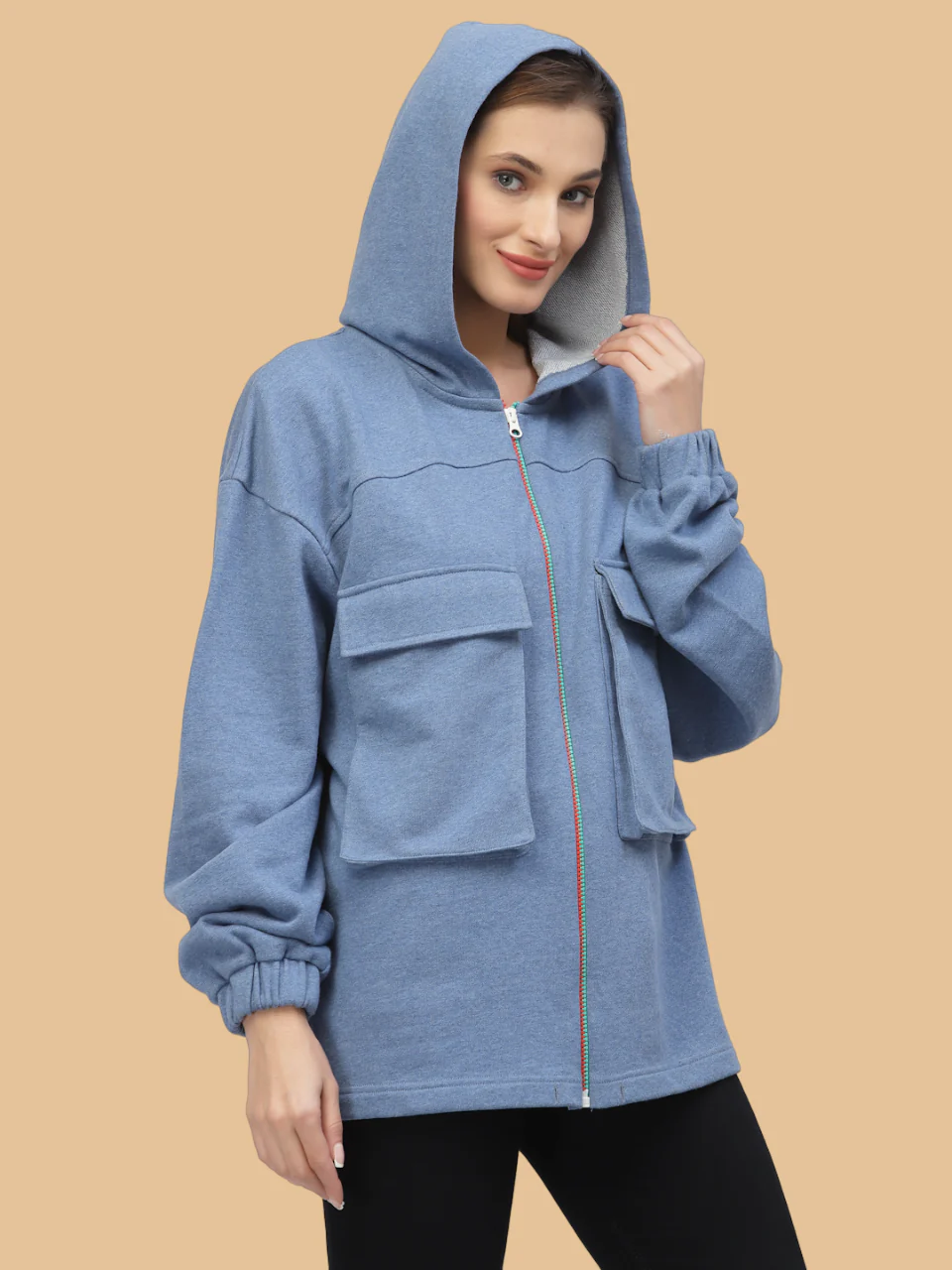 Flawless Women Zipped Blue Sweatshirt | IRISH - Image 4