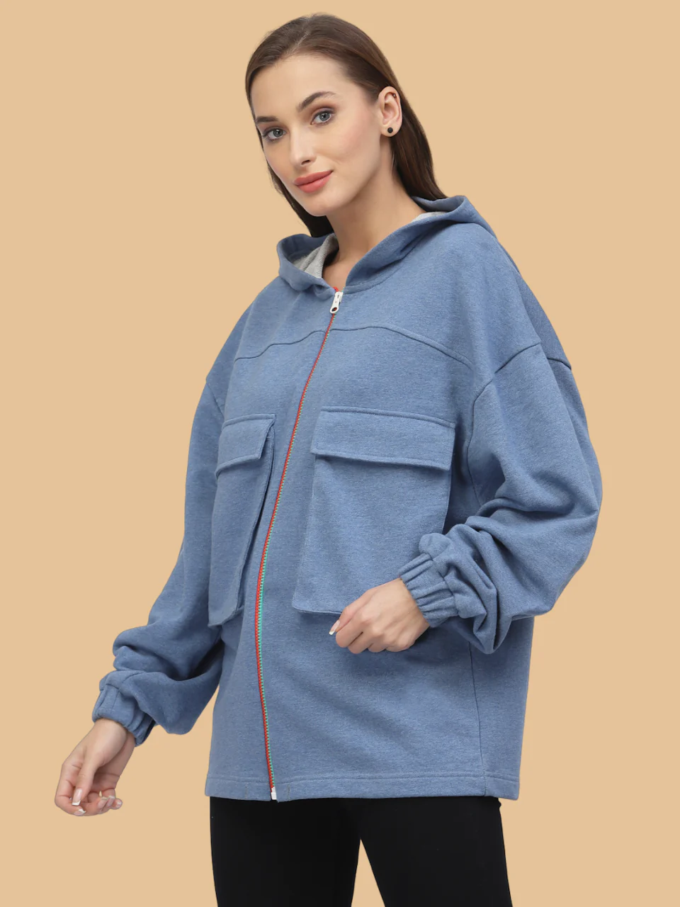 Flawless Women Zipped Blue Sweatshirt | IRISH - Image 5