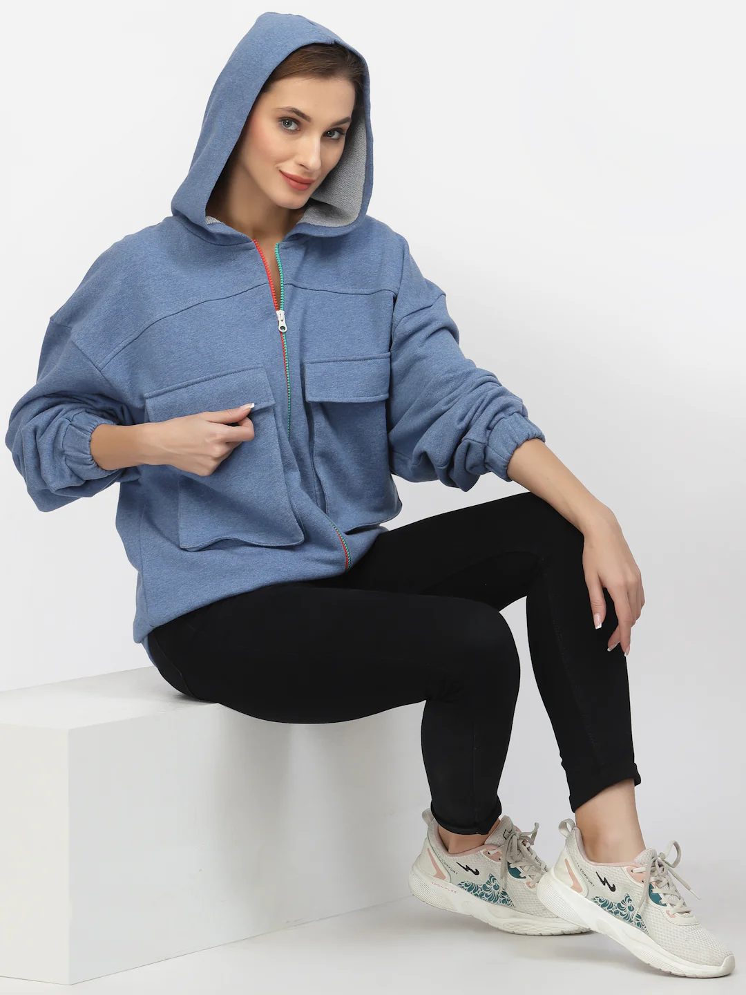 Flawless Women Zipped Blue Sweatshirt | IRISH - Image 7