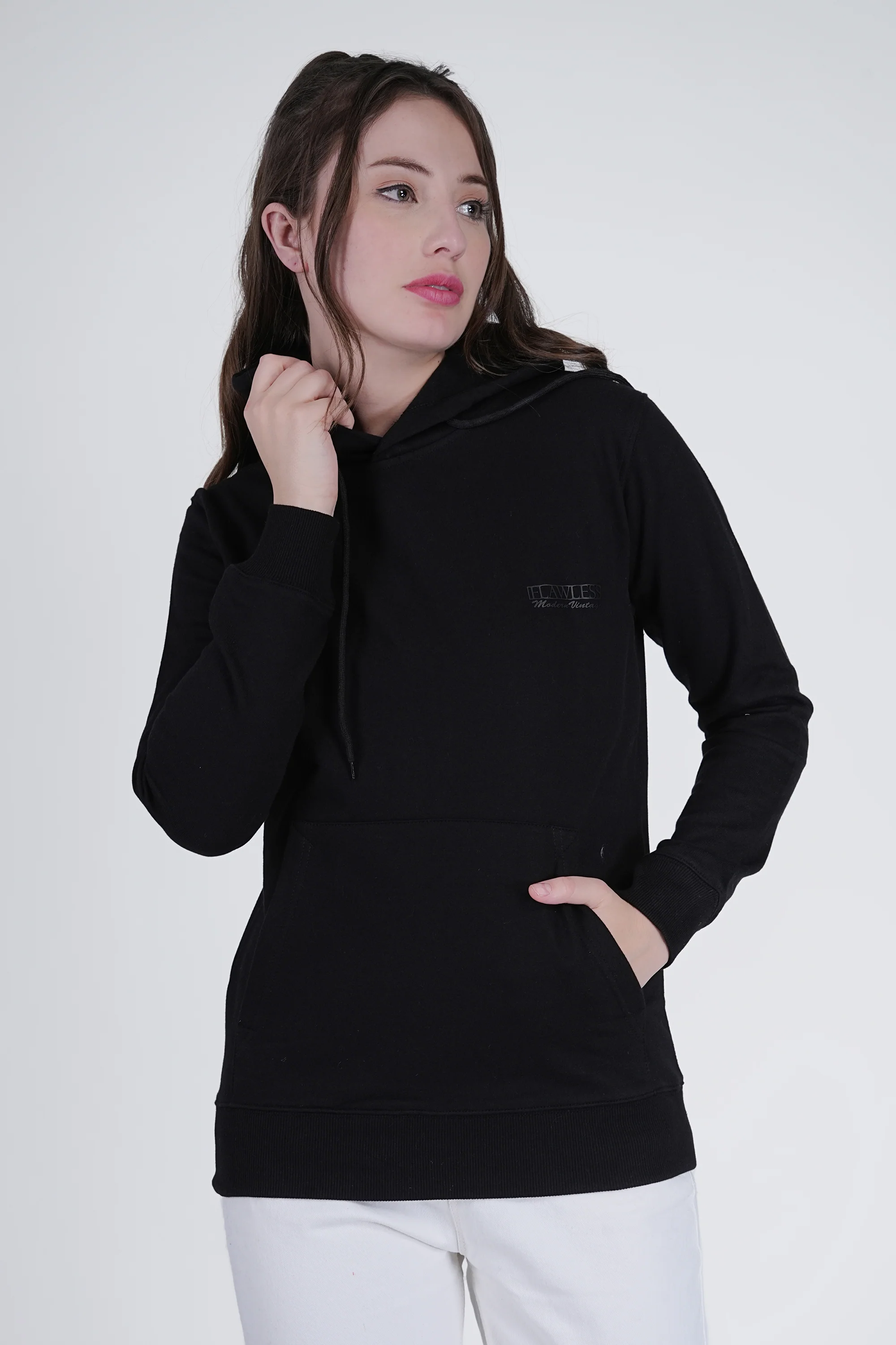 Flawless Women's Black Solid Hoodie - Image 6