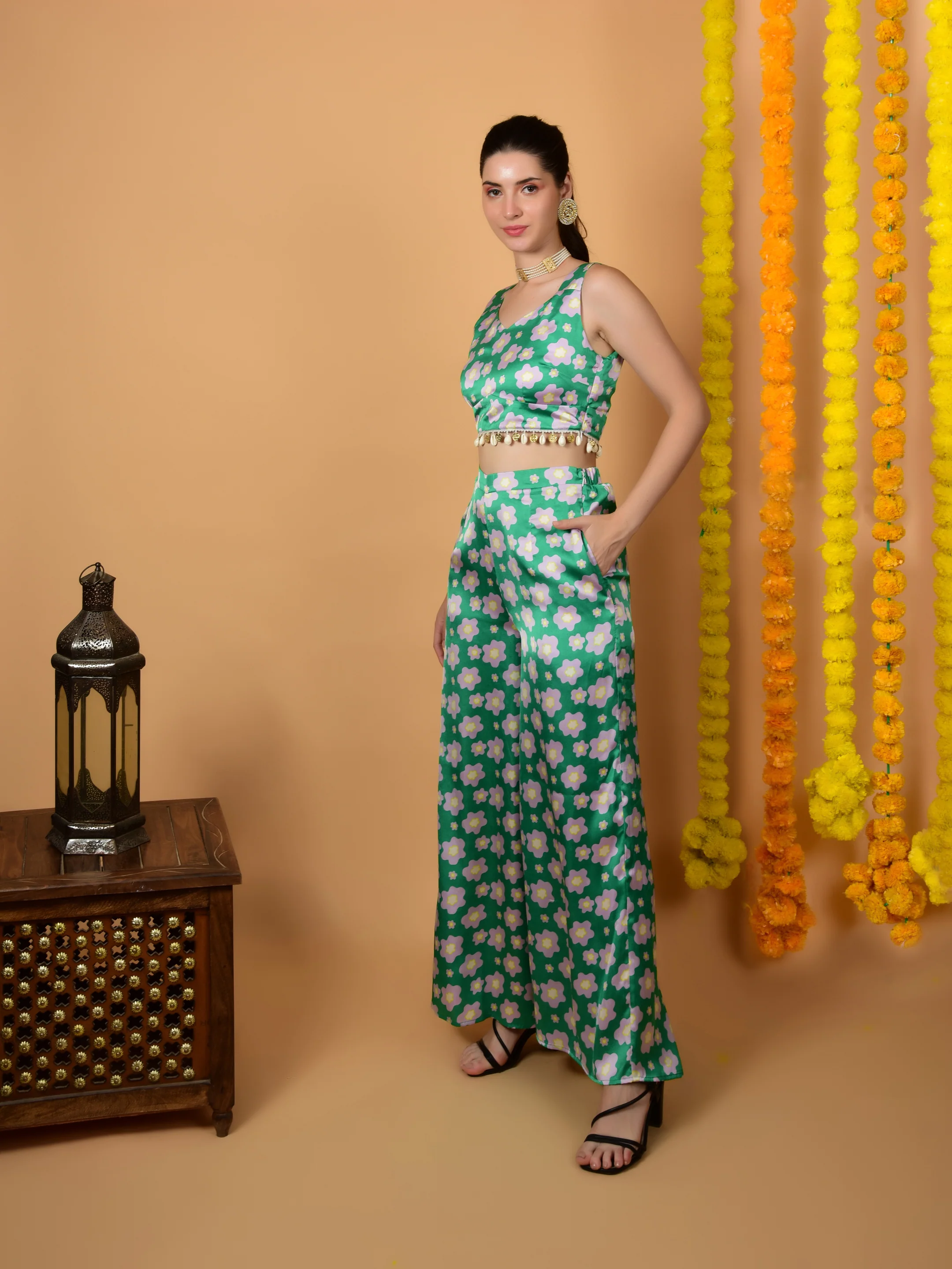 Flawless Women's Green Floral Printed Co-Ord Set | STELA - Image 5