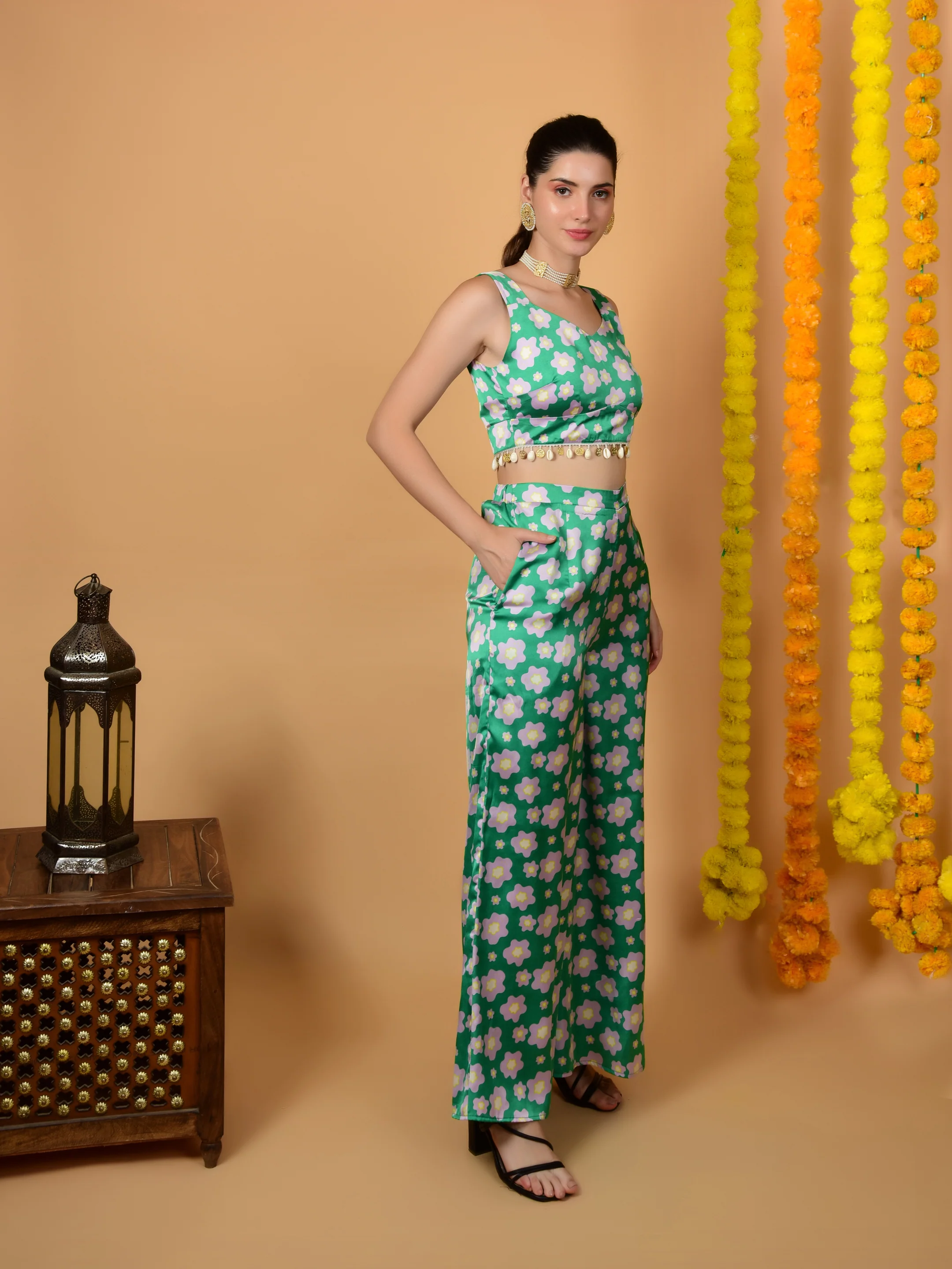 Flawless Women's Green Floral Printed Co-Ord Set | STELA - Image 6
