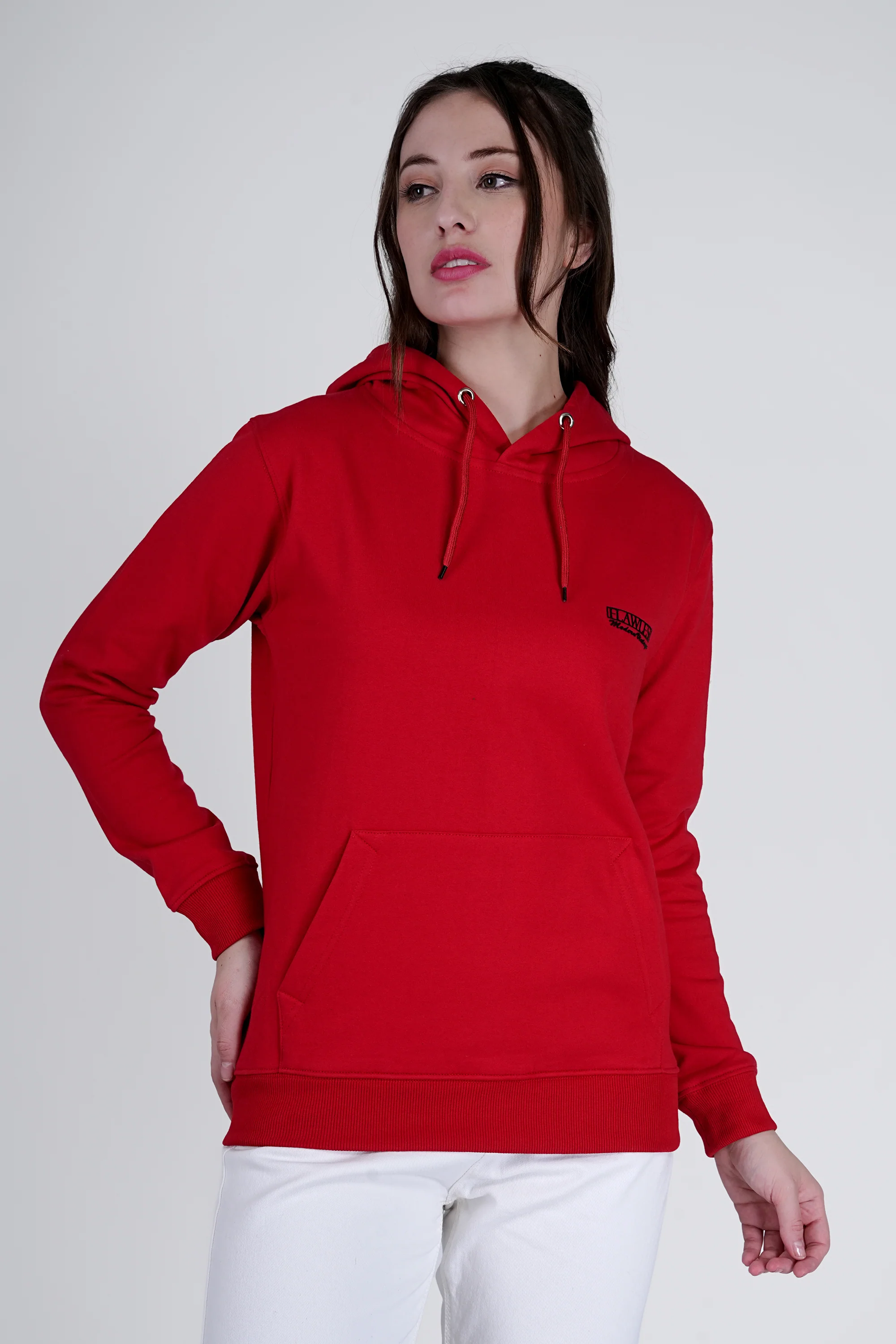 Flawless Women's Red Solid Hoodie - Image 3