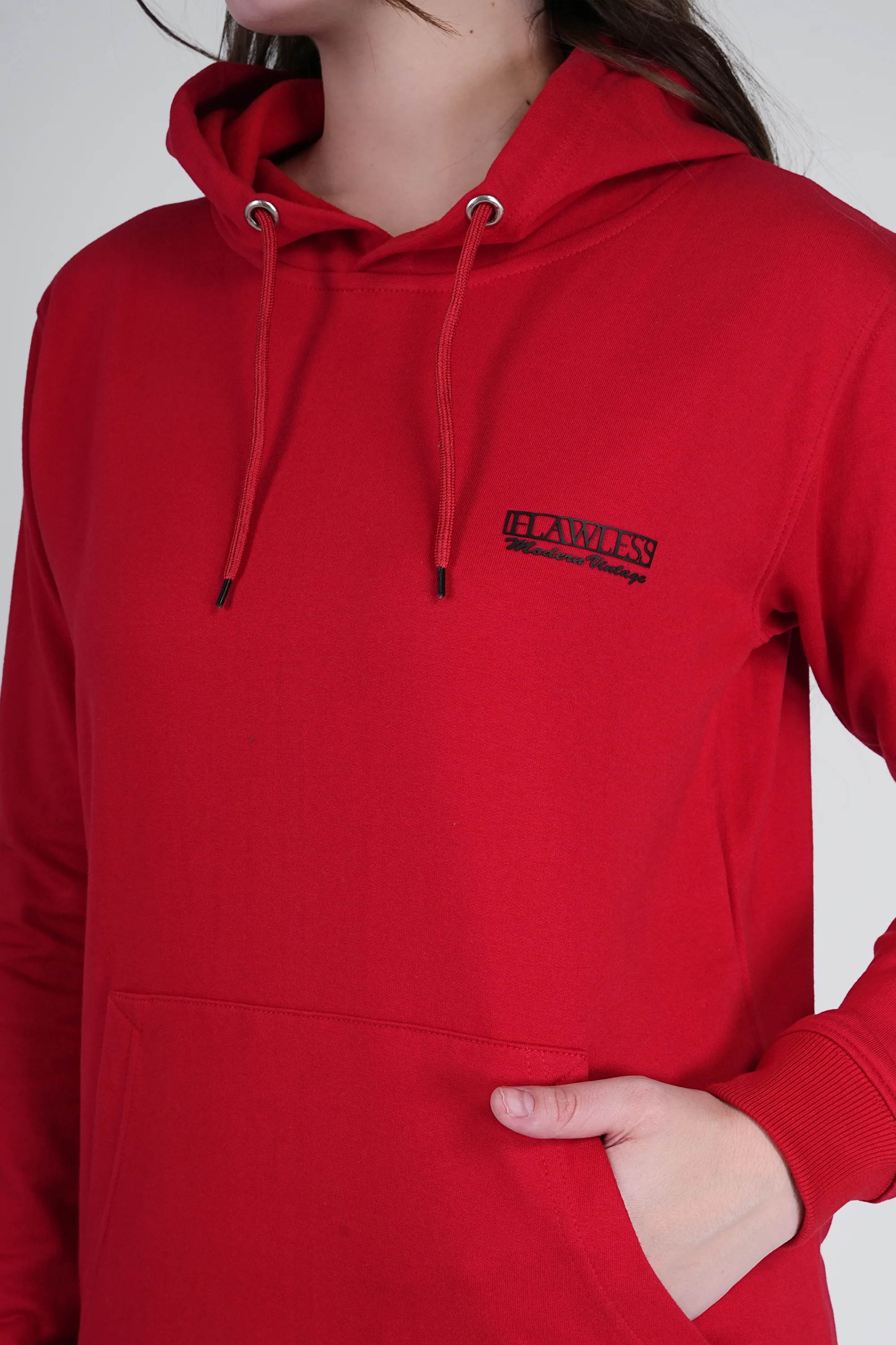 Flawless Women's Red Solid Hoodie - Image 4