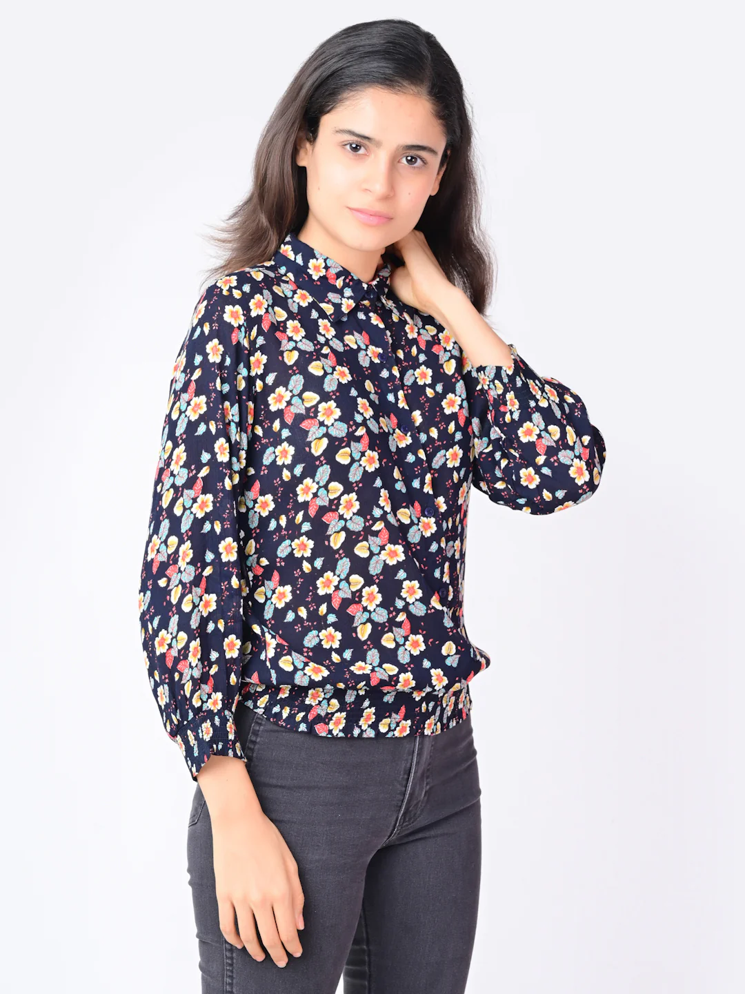 Flawless Women Shirt Style in Black Floral Top - Image 4