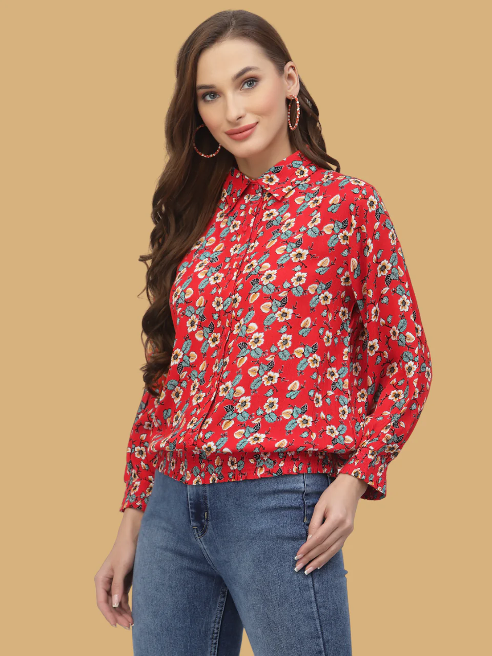 Flawless Women Shirt Style Red Floral Top - Image 5