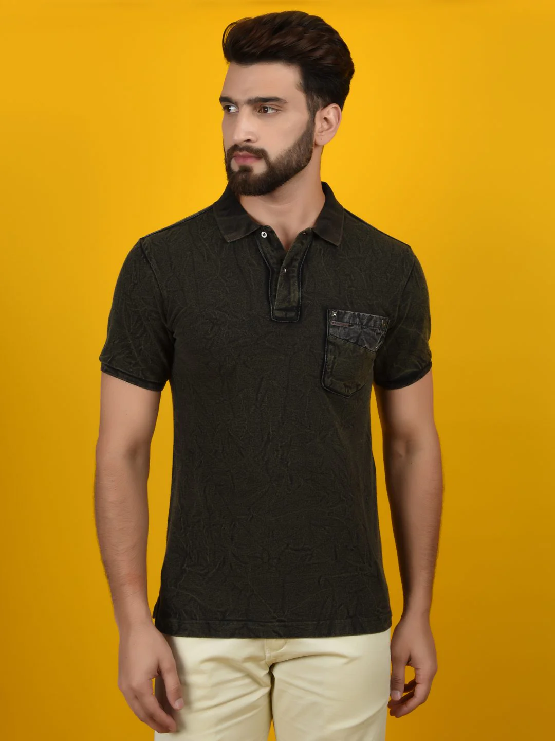 Flawless Forest Green Men Polo T-Shirt | FORESTNIGHT - Image 4