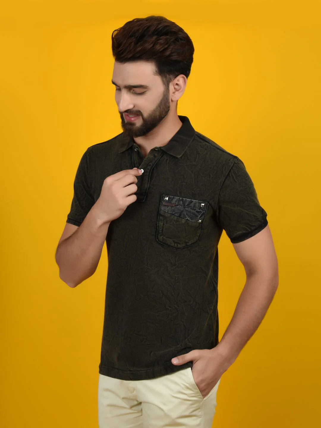 Flawless Forest Green Men Polo T-Shirt | FORESTNIGHT - Image 5