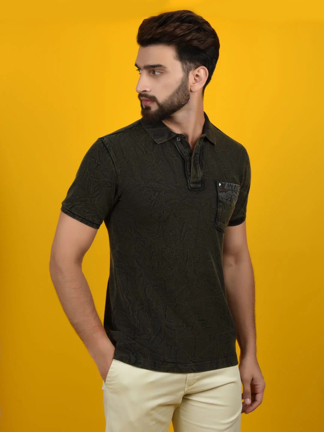 Flawless Forest Green Men Polo T-Shirt | FORESTNIGHT - Image 6