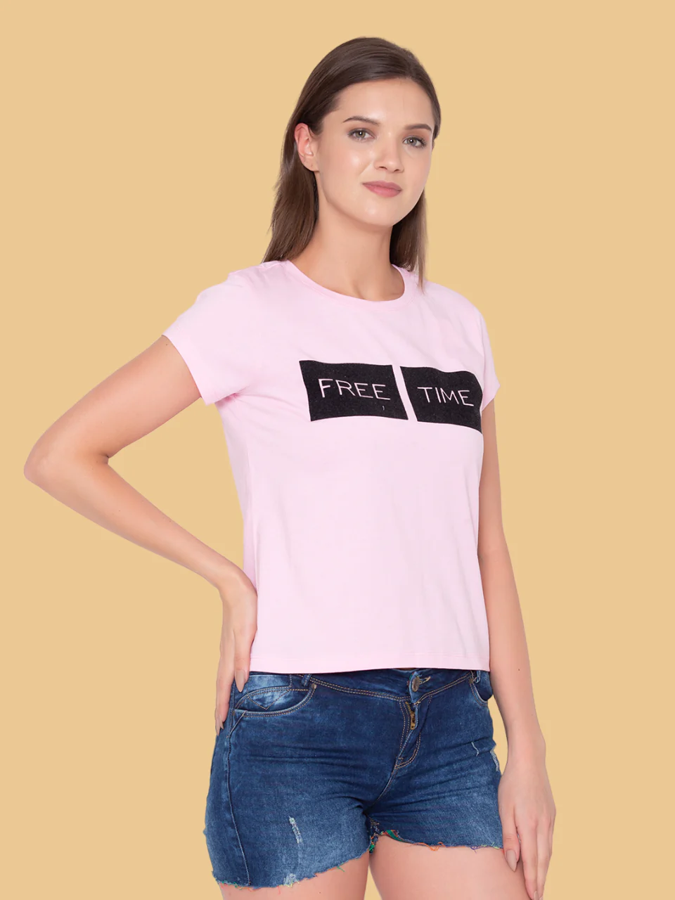 Flawless Cotton Free Pink Cotton T-Shirt - Image 4