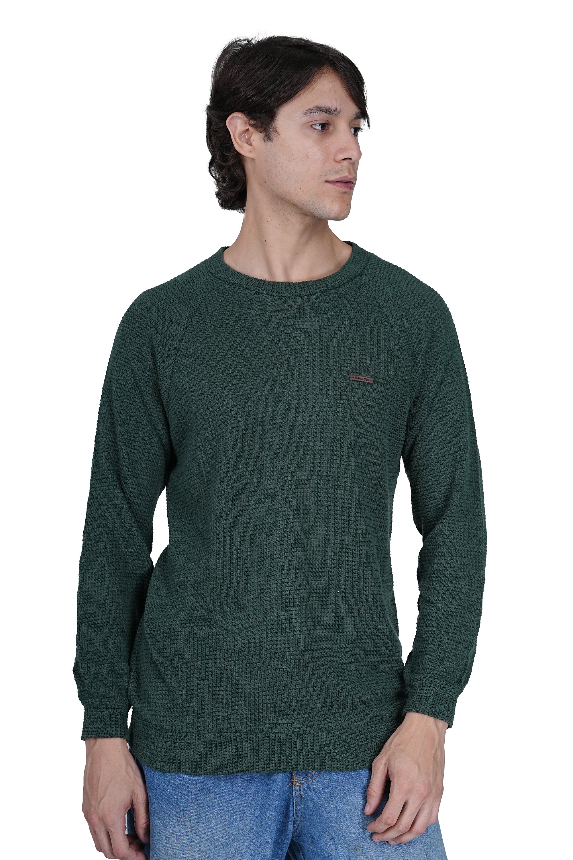 Flawless Men Green Knitted Sweater - Image 3