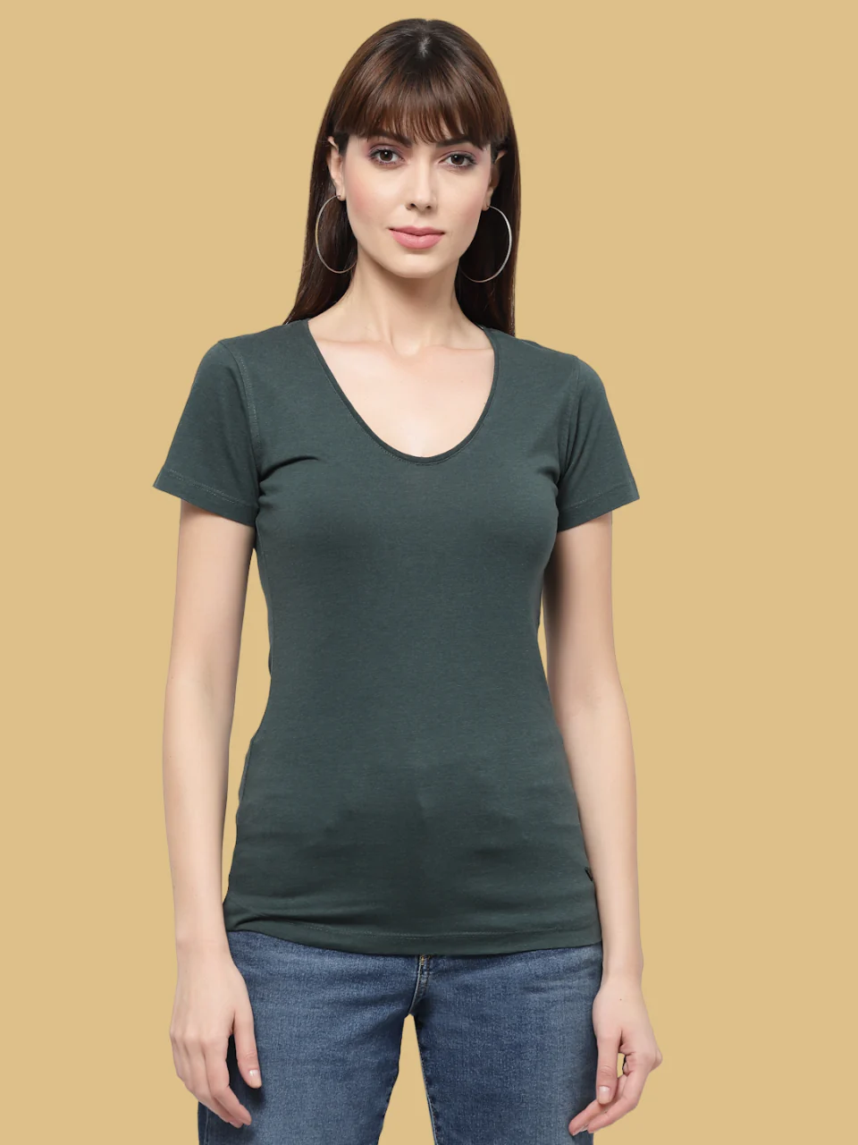 Flawless Women Green Solid T-Shirt - Image 2