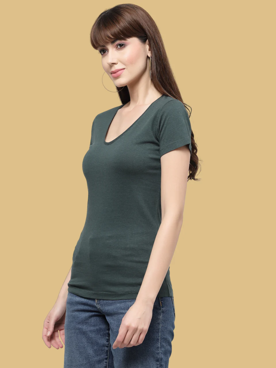 Flawless Women Green Solid T-Shirt - Image 3