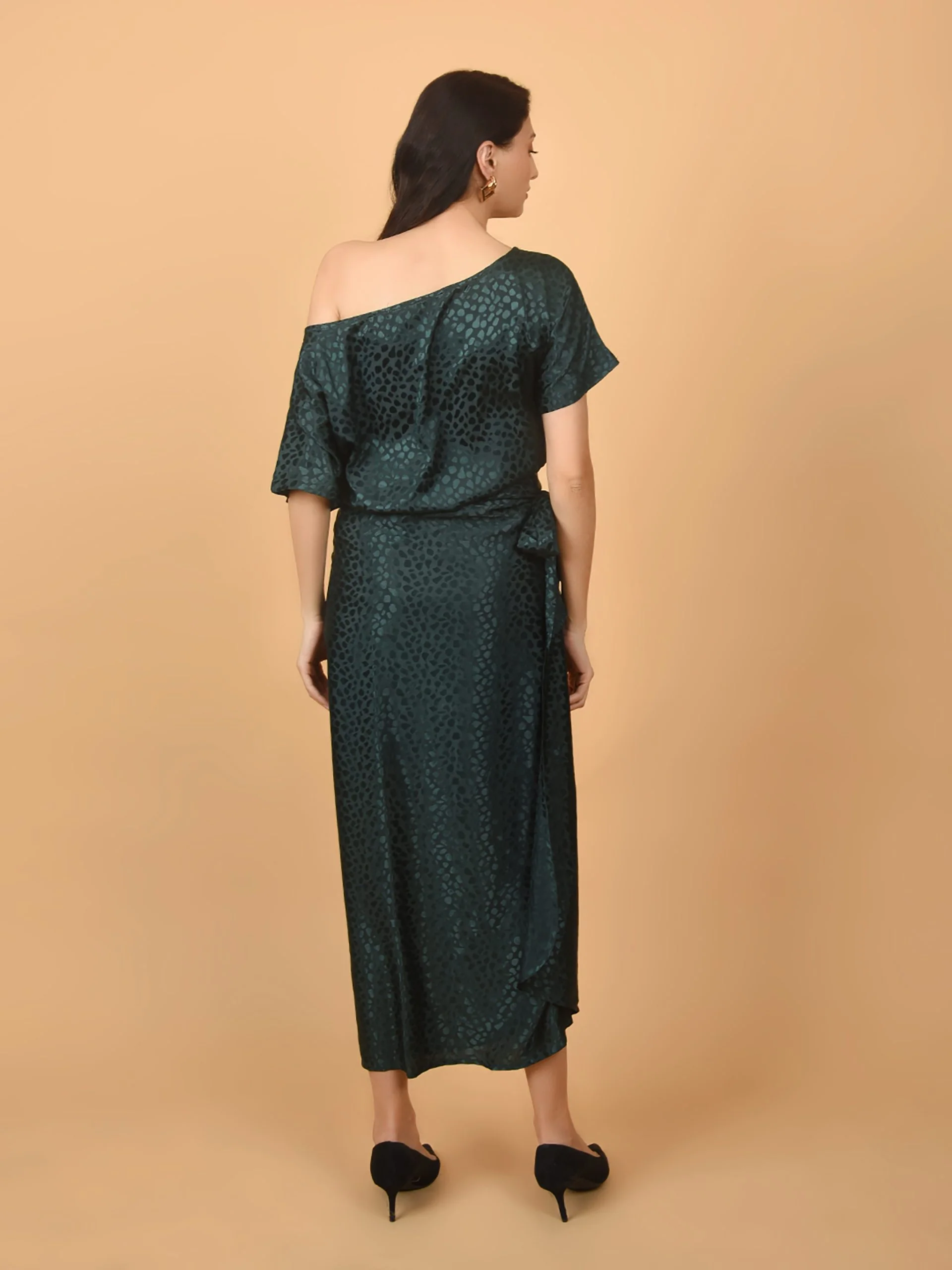 Flawless Women Green Top With Wrap Skirt Co Ord Set | EMILY - Image 3