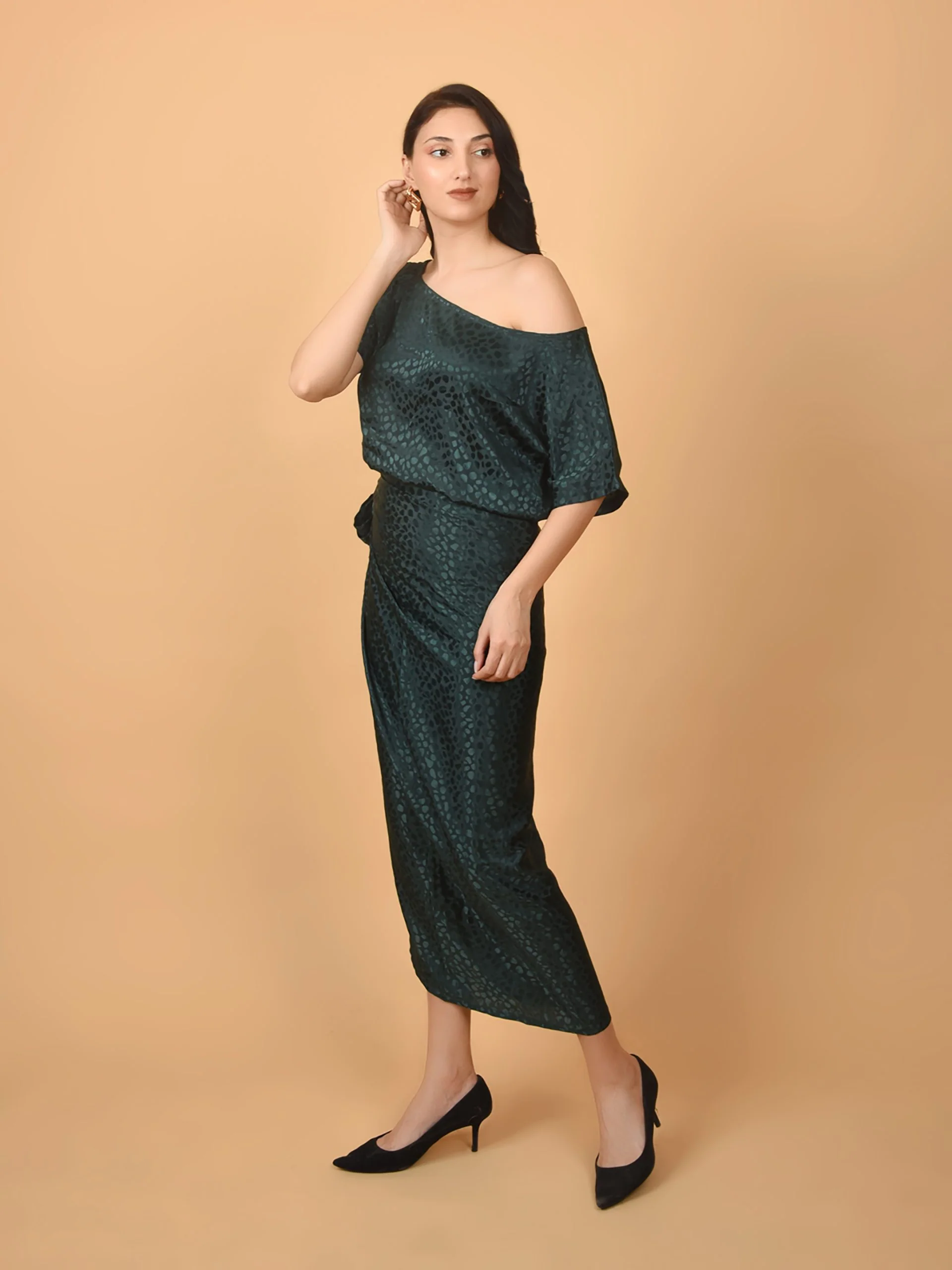 Flawless Women Green Top With Wrap Skirt Co Ord Set | EMILY - Image 4