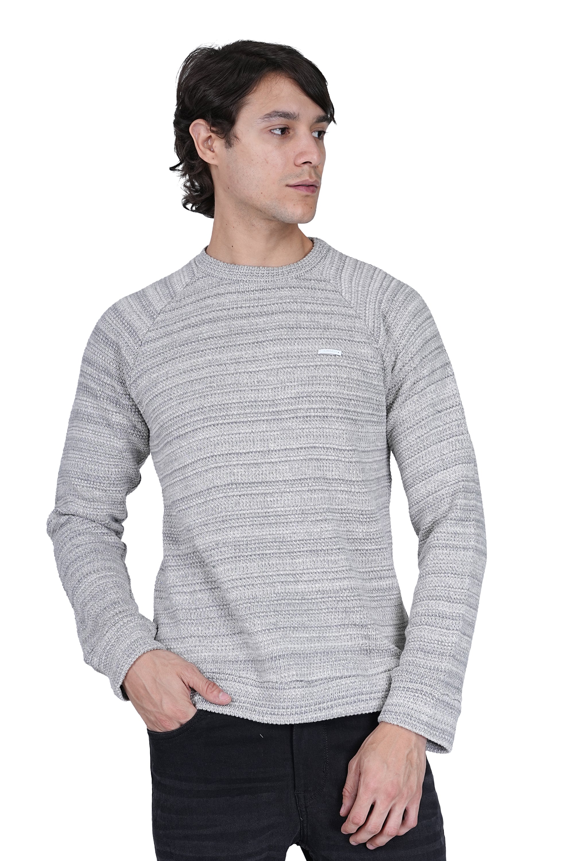 Flawless Men Grey Knitted Sweater - Image 3