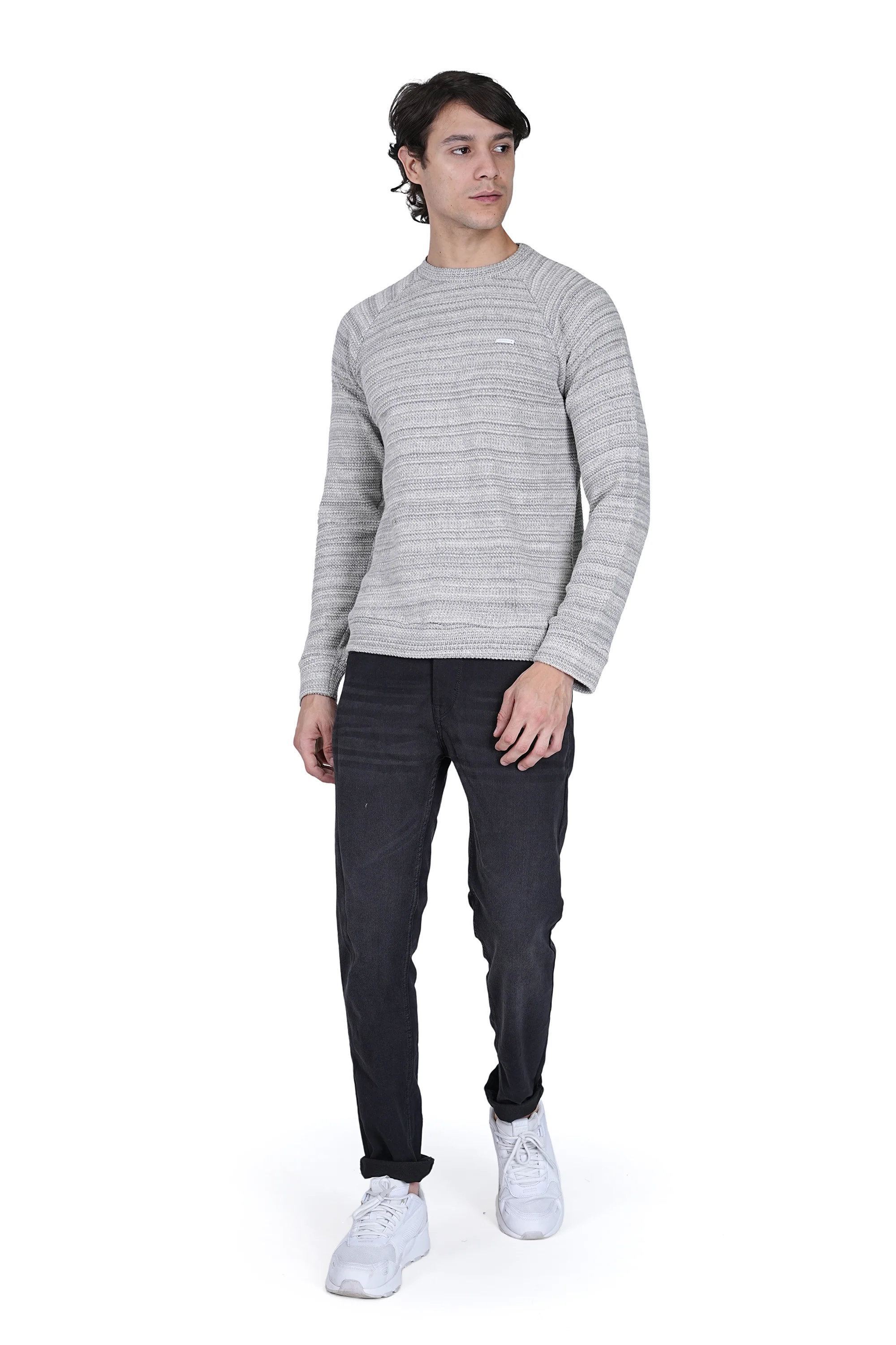 Flawless Men Grey Knitted Sweater - Image 4