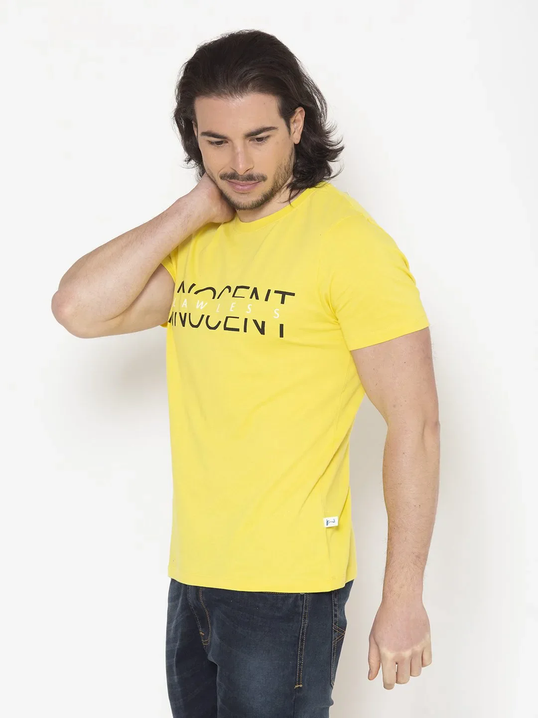 Flawless Innocent Yellow Casual T-Shirt For Men - Image 3