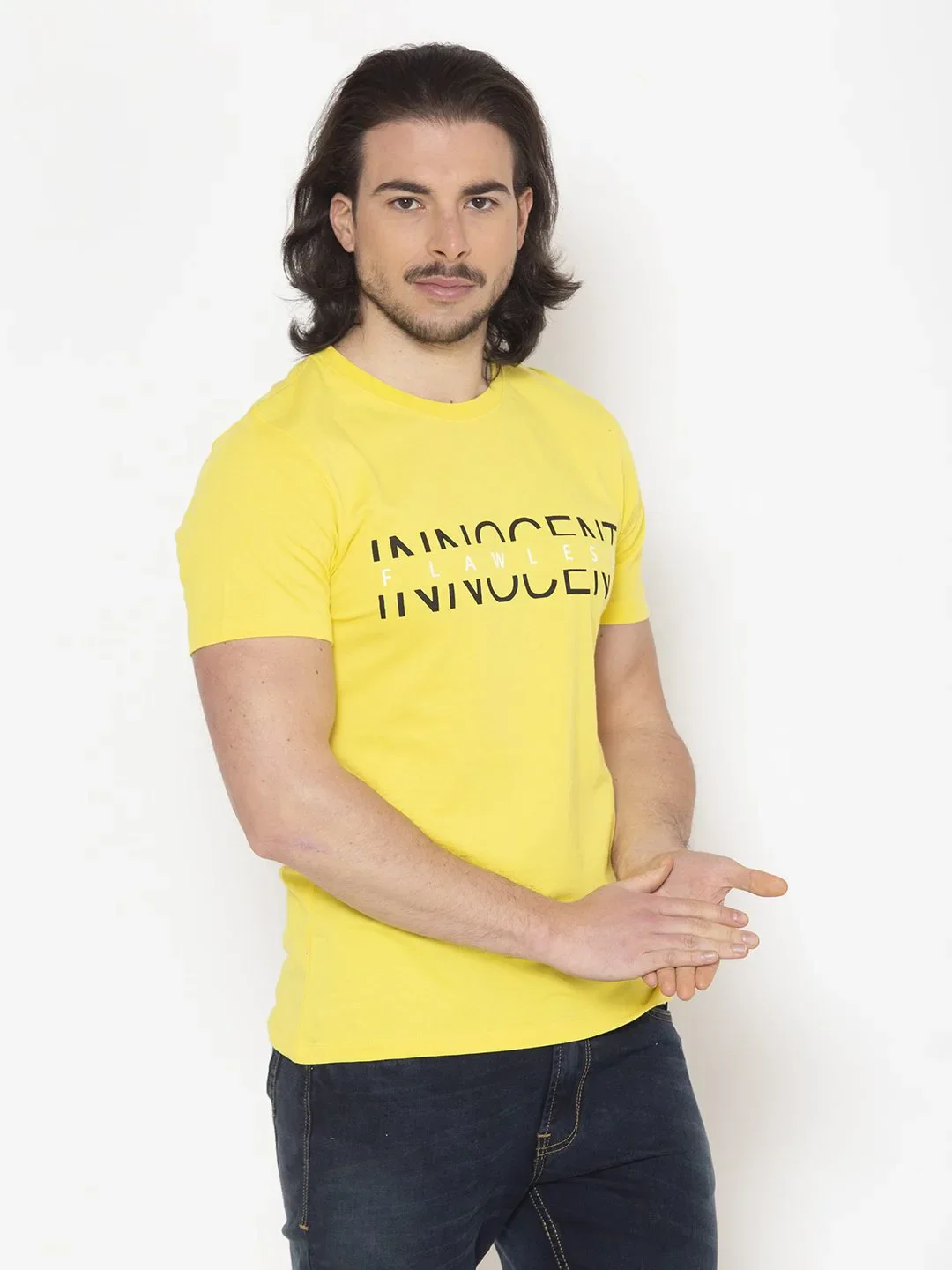 Flawless Innocent Yellow Casual T-Shirt For Men - Image 4