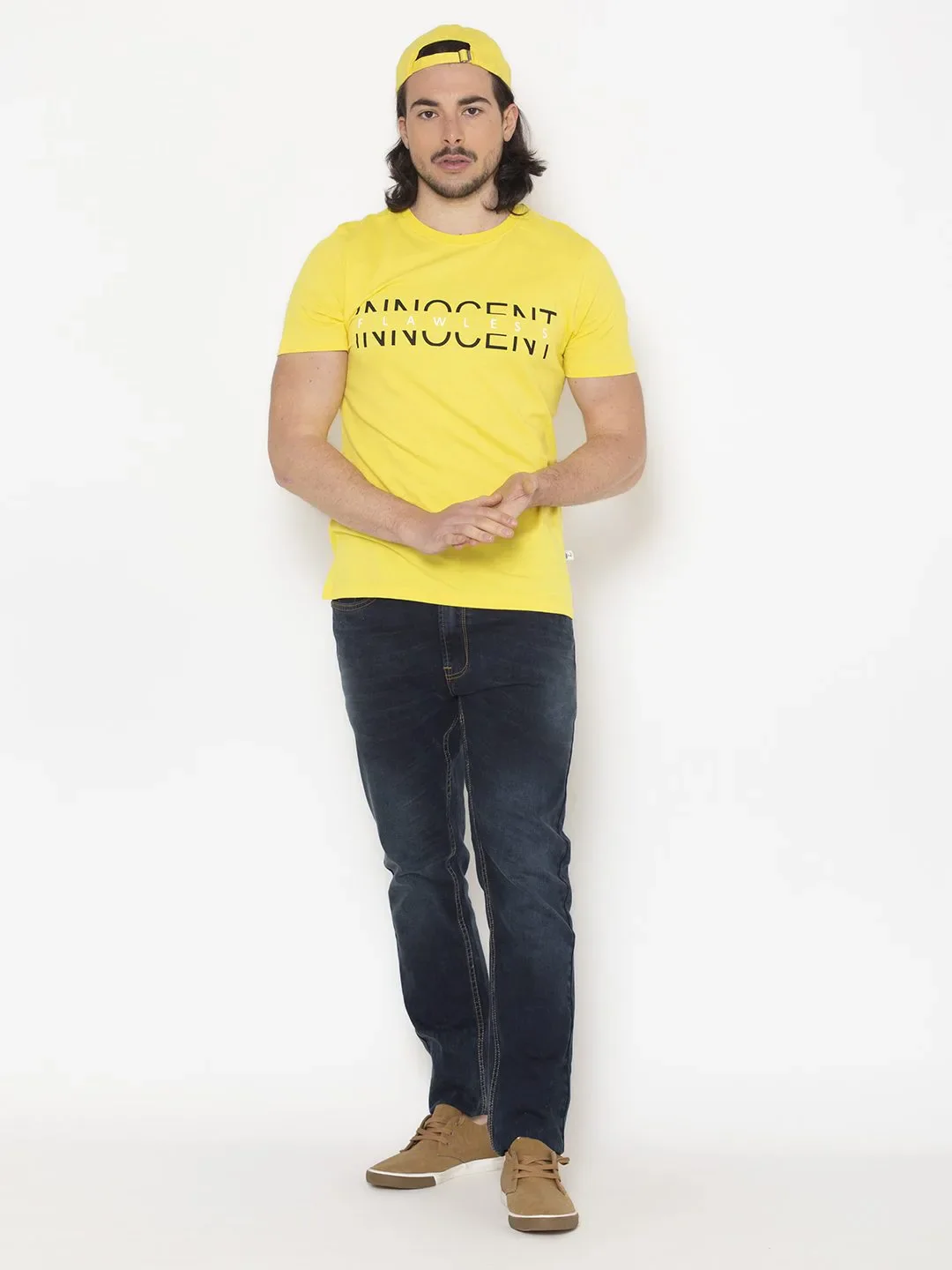 Flawless Innocent Yellow Casual T-Shirt For Men - Image 5